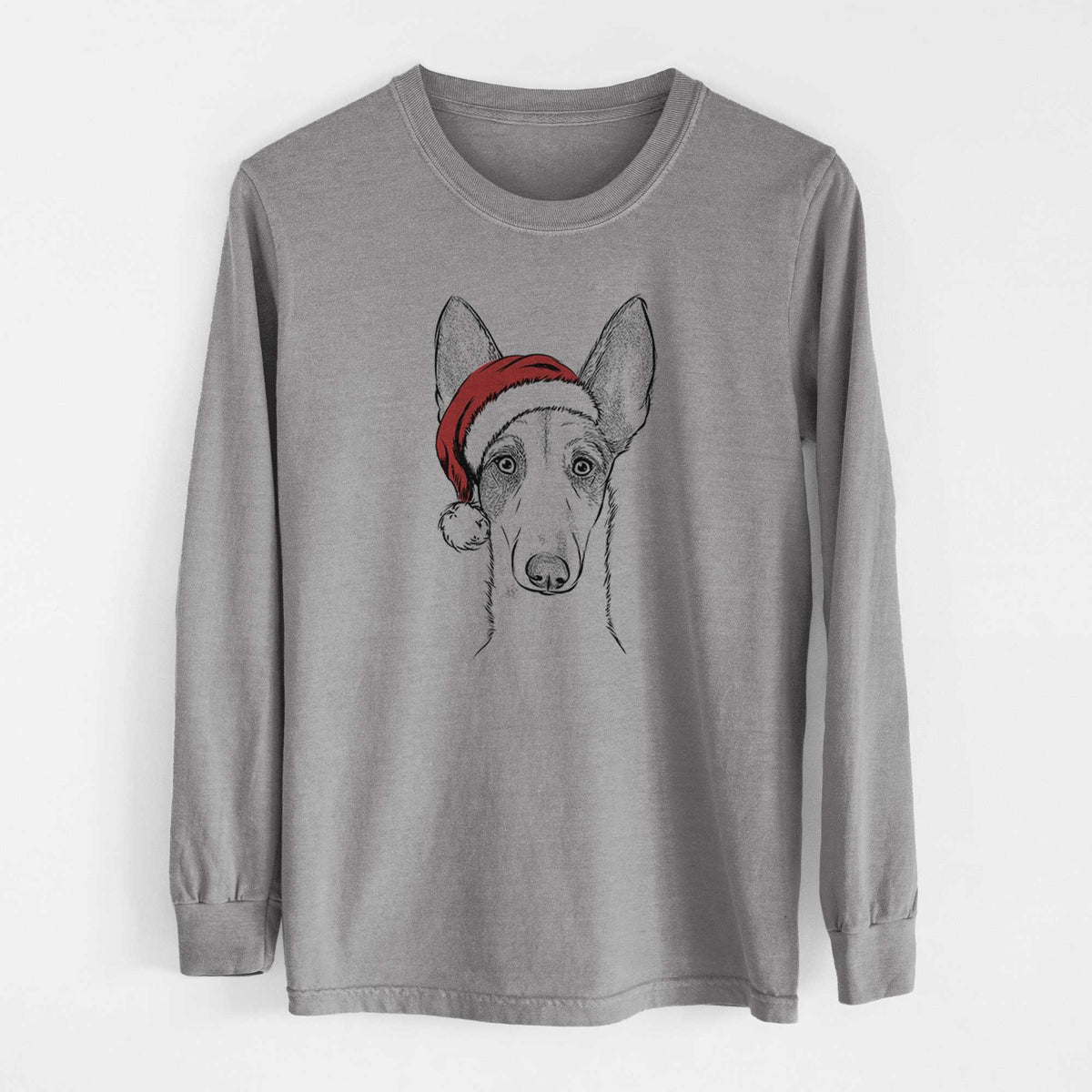 Santa Halo the Ibizan Sight Hound - Heavyweight 100% Cotton Long Sleeve