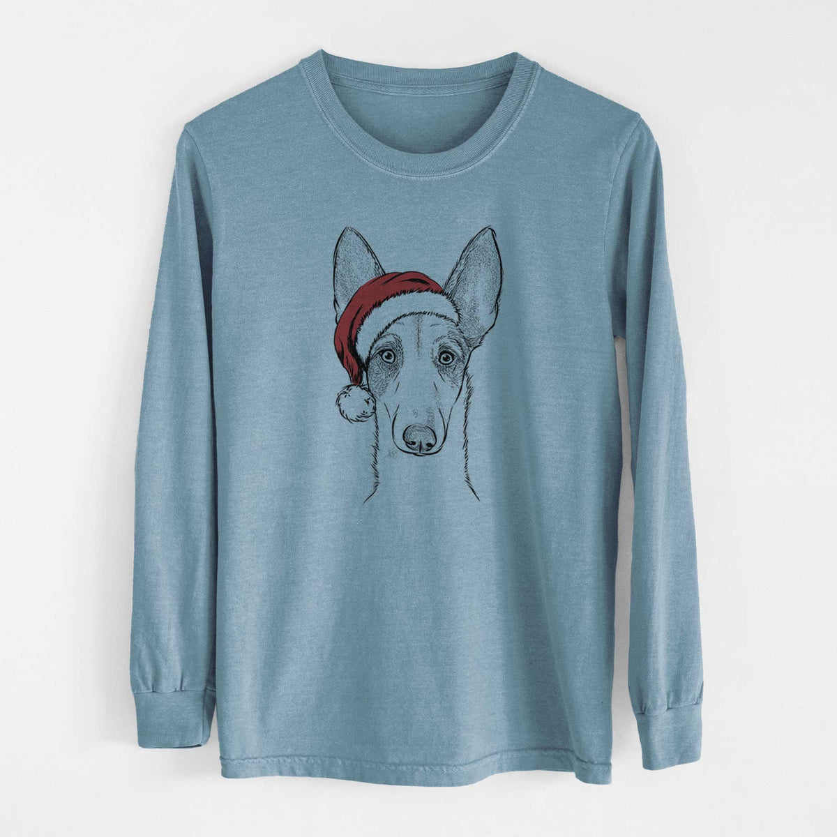 Santa Halo the Ibizan Sight Hound - Heavyweight 100% Cotton Long Sleeve