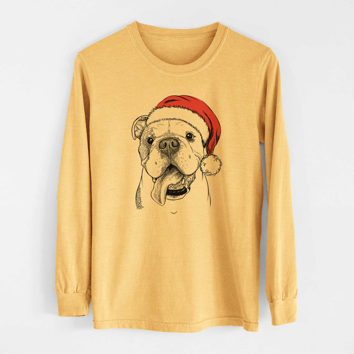 Santa Hank the English Bulldog - Heavyweight 100% Cotton Long Sleeve
