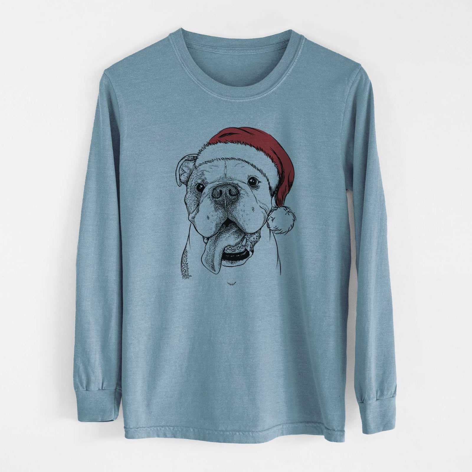 Santa Hank the English Bulldog - Heavyweight 100% Cotton Long Sleeve