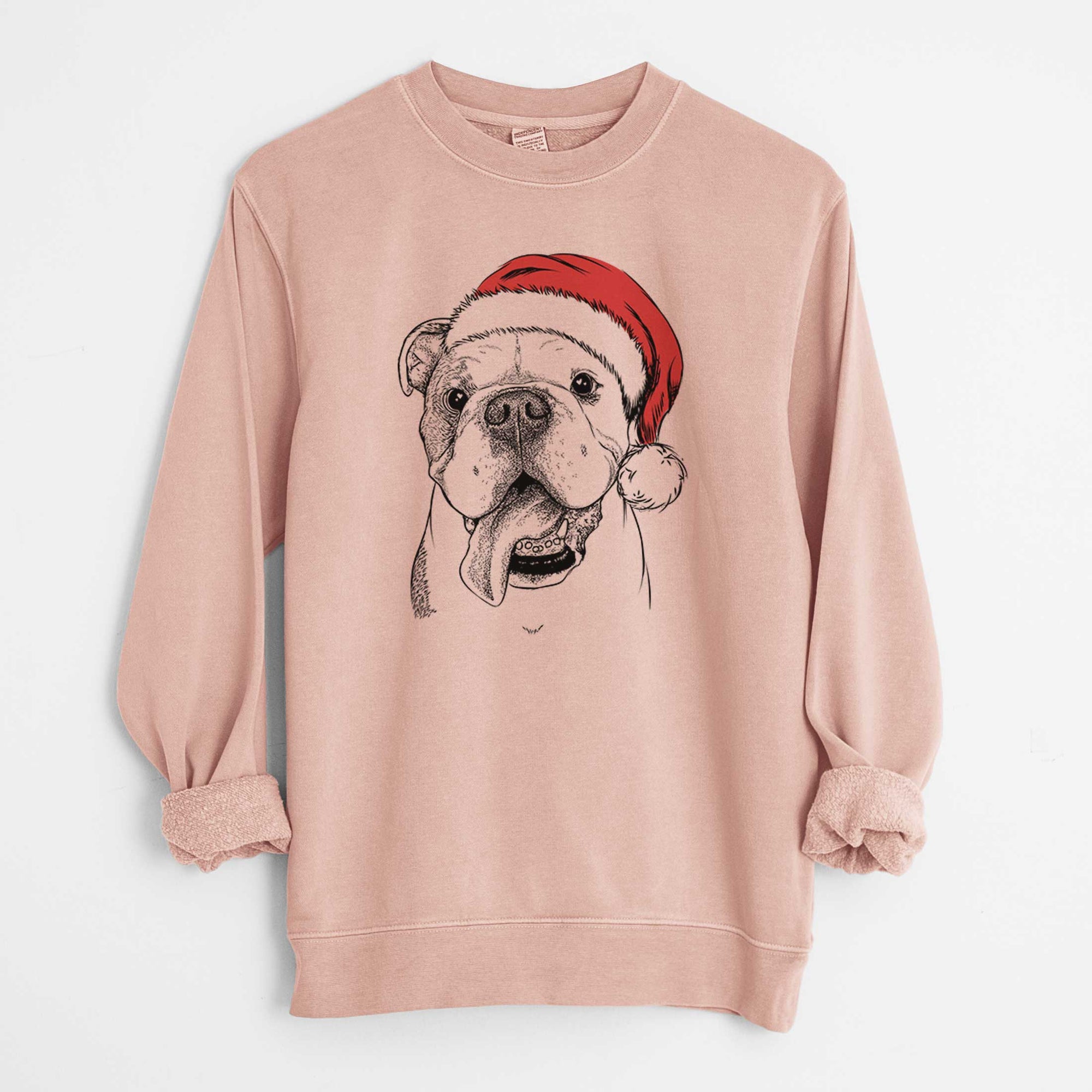 Santa Hank the English Bulldog - Unisex Pigment Dyed Crew Sweatshirt