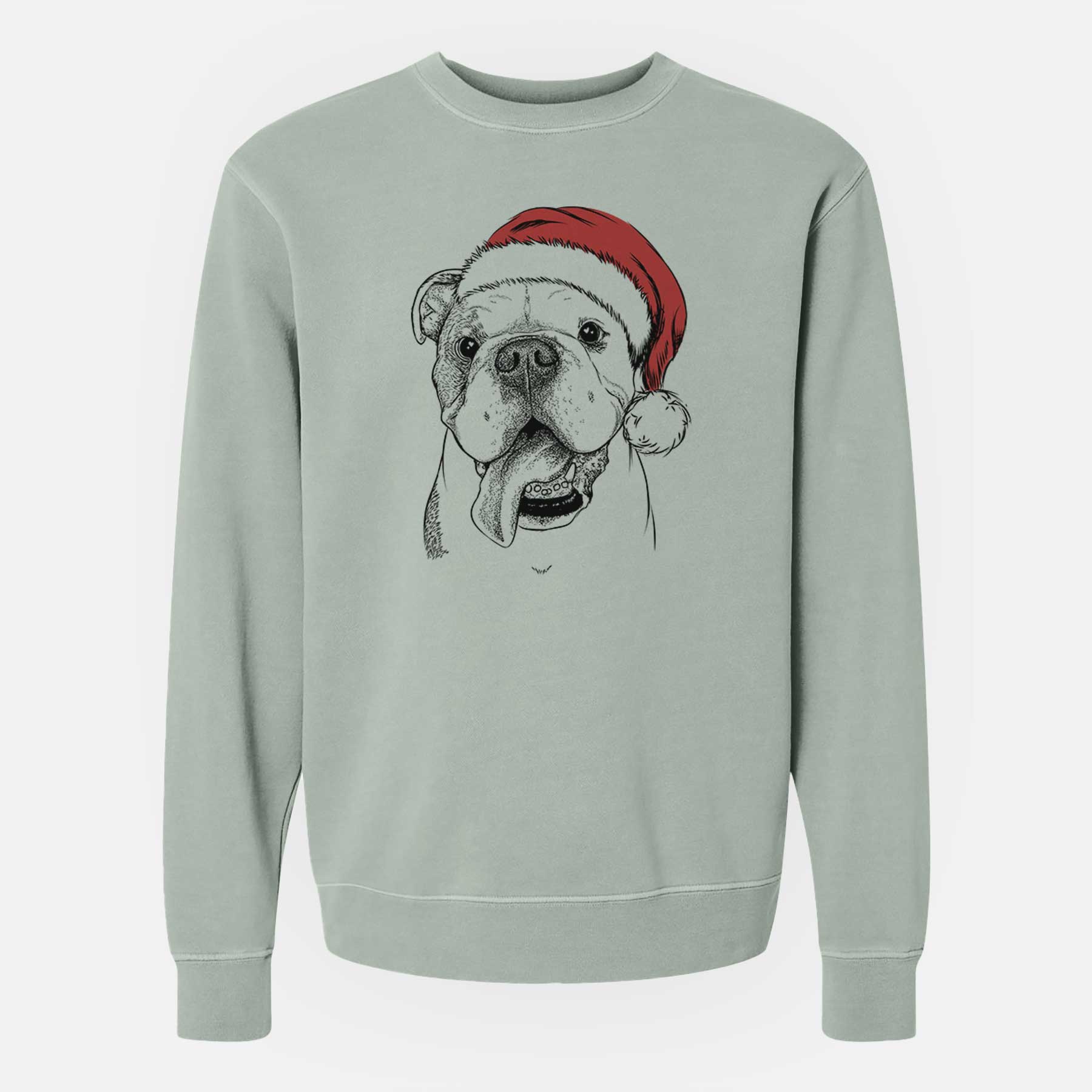 Santa Hank the English Bulldog - Unisex Pigment Dyed Crew Sweatshirt