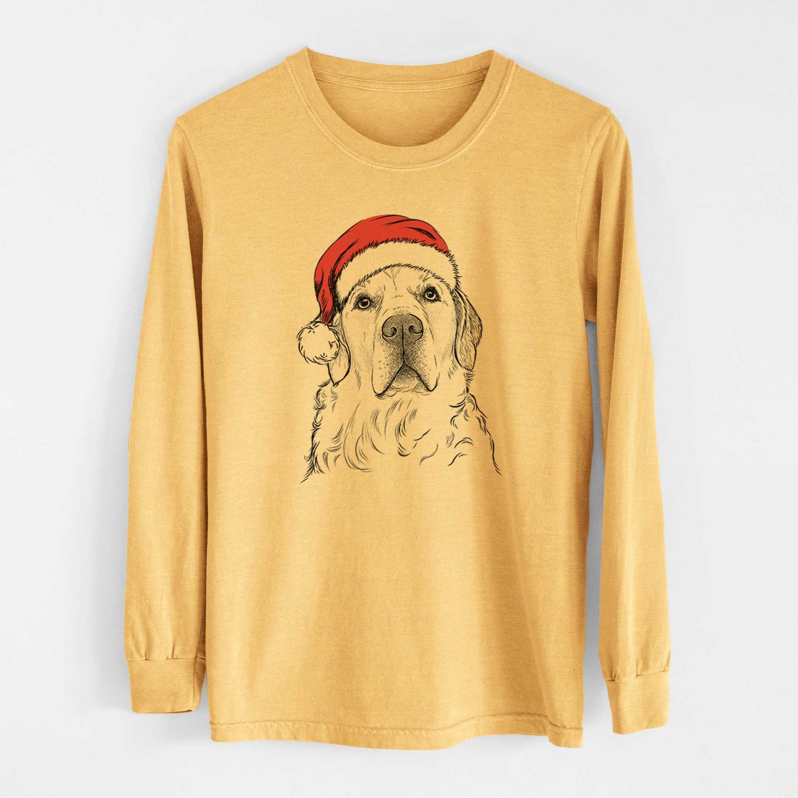 Santa Hank the Irish Cream Golden Retriever - Heavyweight 100% Cotton Long Sleeve