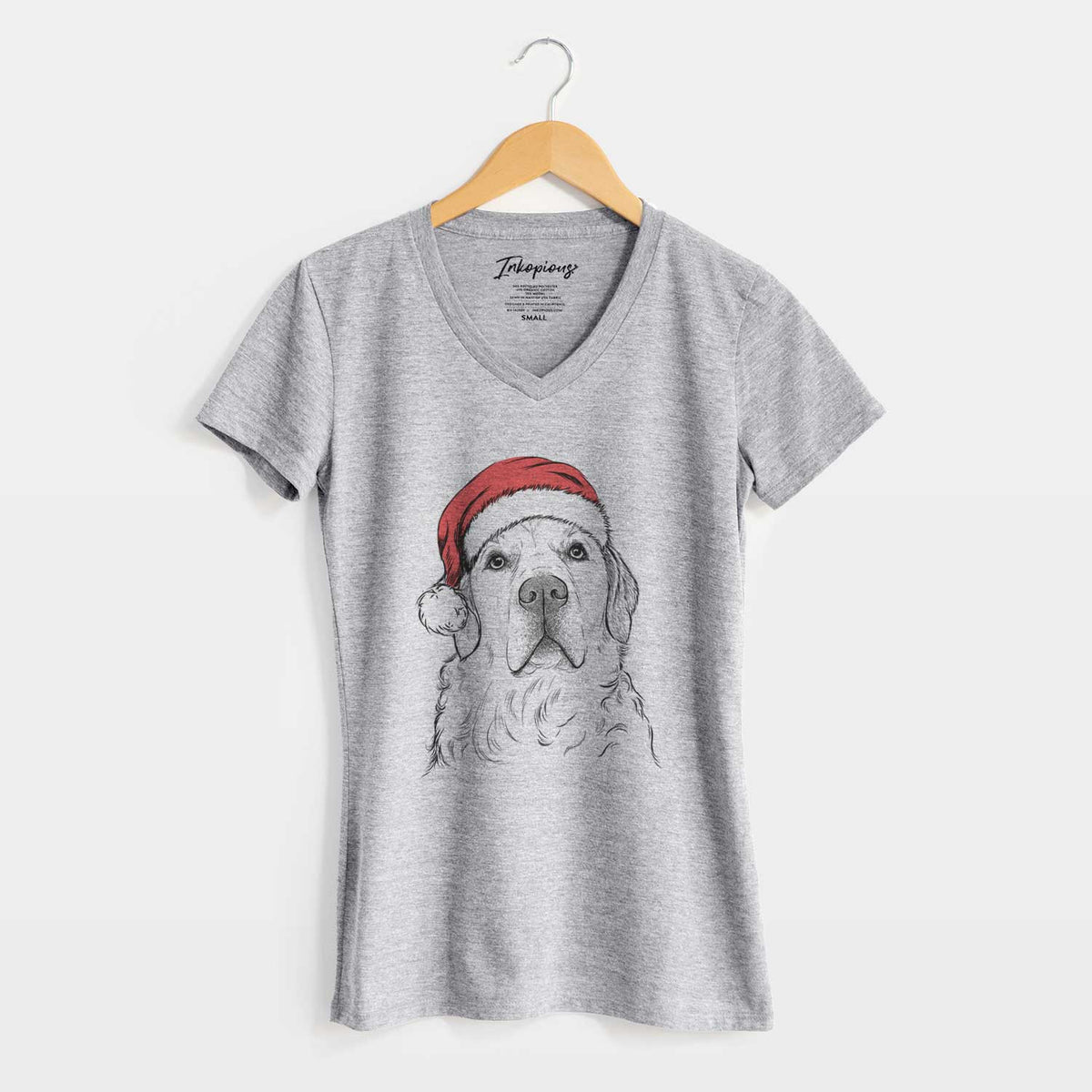 Santa Hank the Irish Cream Golden Retriever - Women's V-neck Shirt
