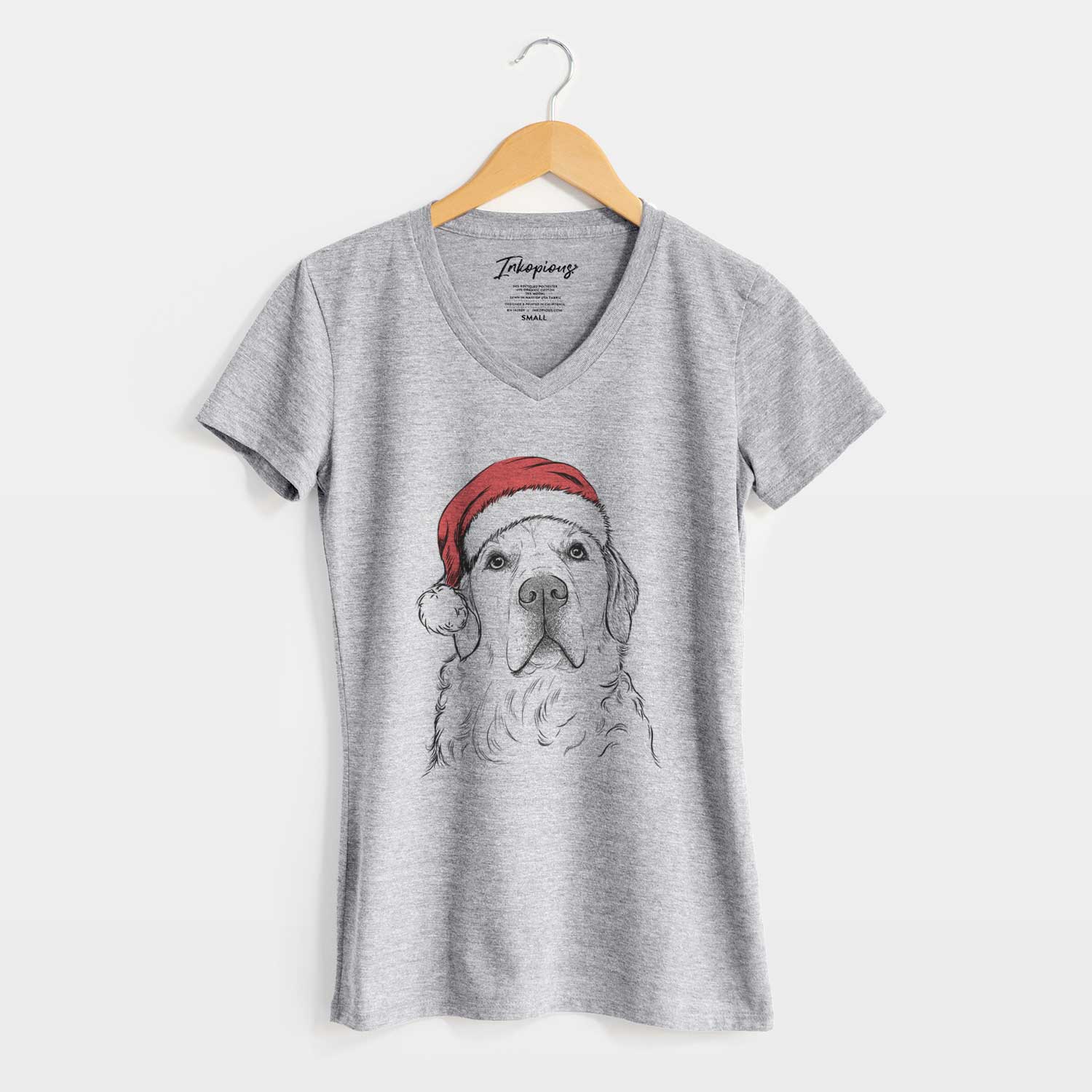 Santa Hank the Irish Cream Golden Retriever - Women's V-neck Shirt