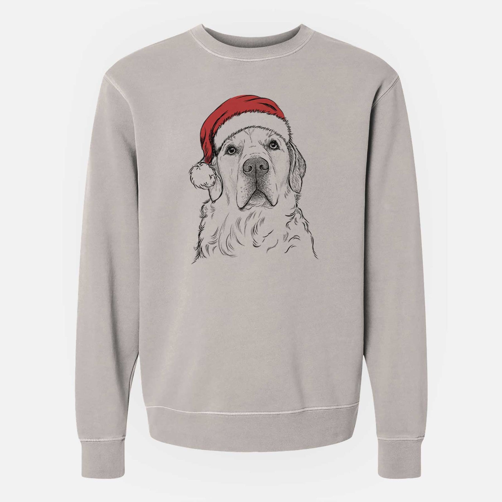 Santa Hank the Irish Cream Golden Retriever - Unisex Pigment Dyed Crew Sweatshirt