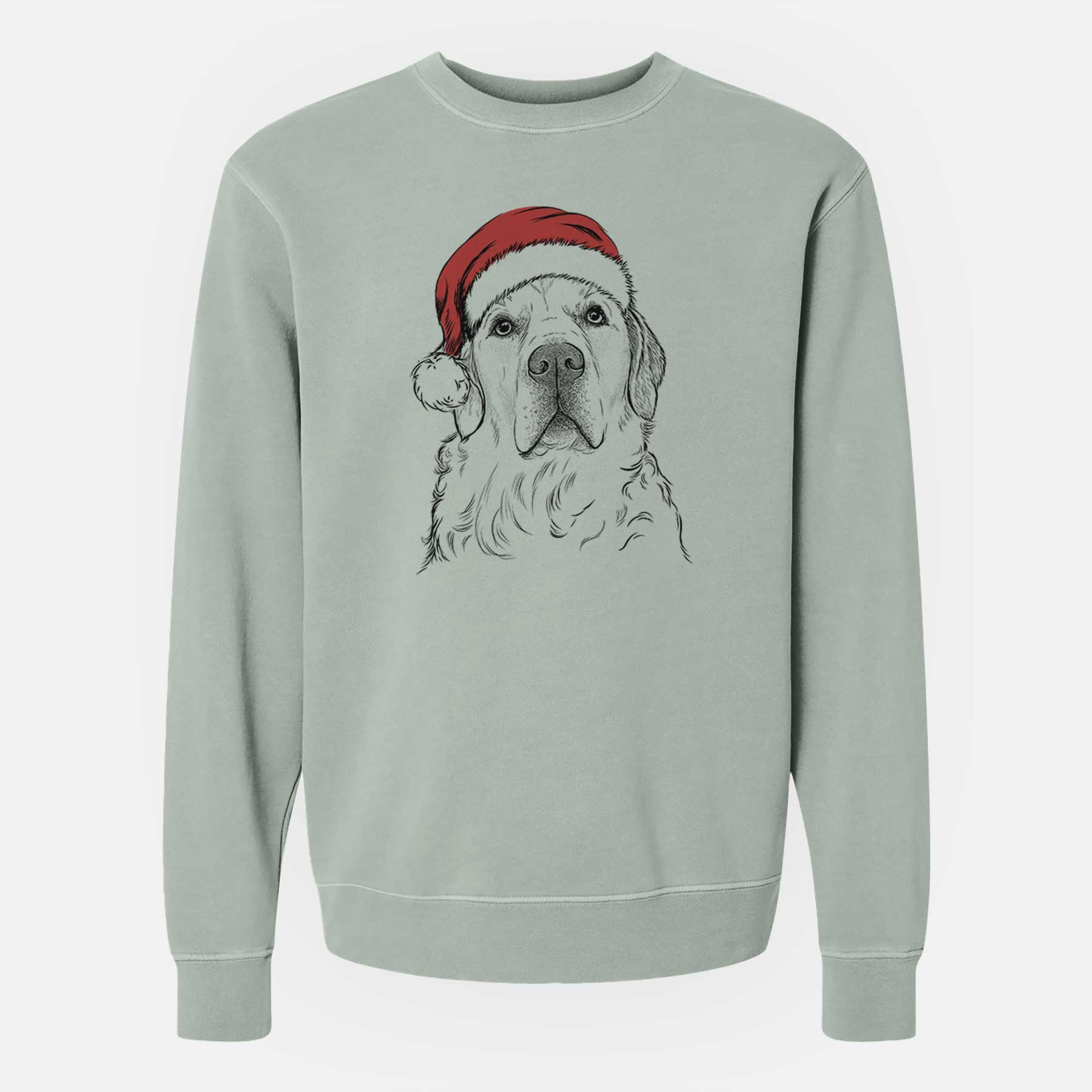 Santa Hank the Irish Cream Golden Retriever - Unisex Pigment Dyed Crew Sweatshirt