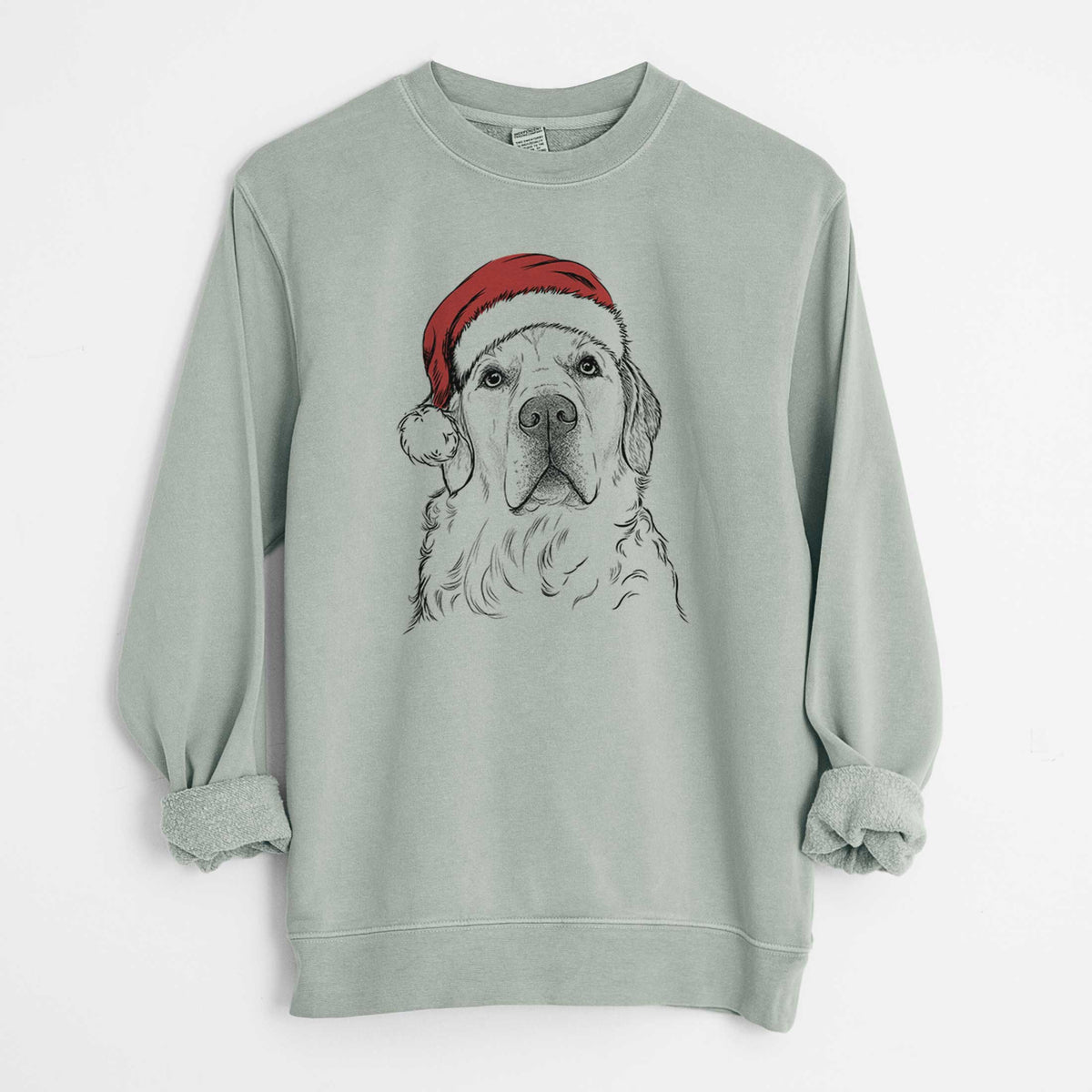Santa Hank the Irish Cream Golden Retriever - Unisex Pigment Dyed Crew Sweatshirt