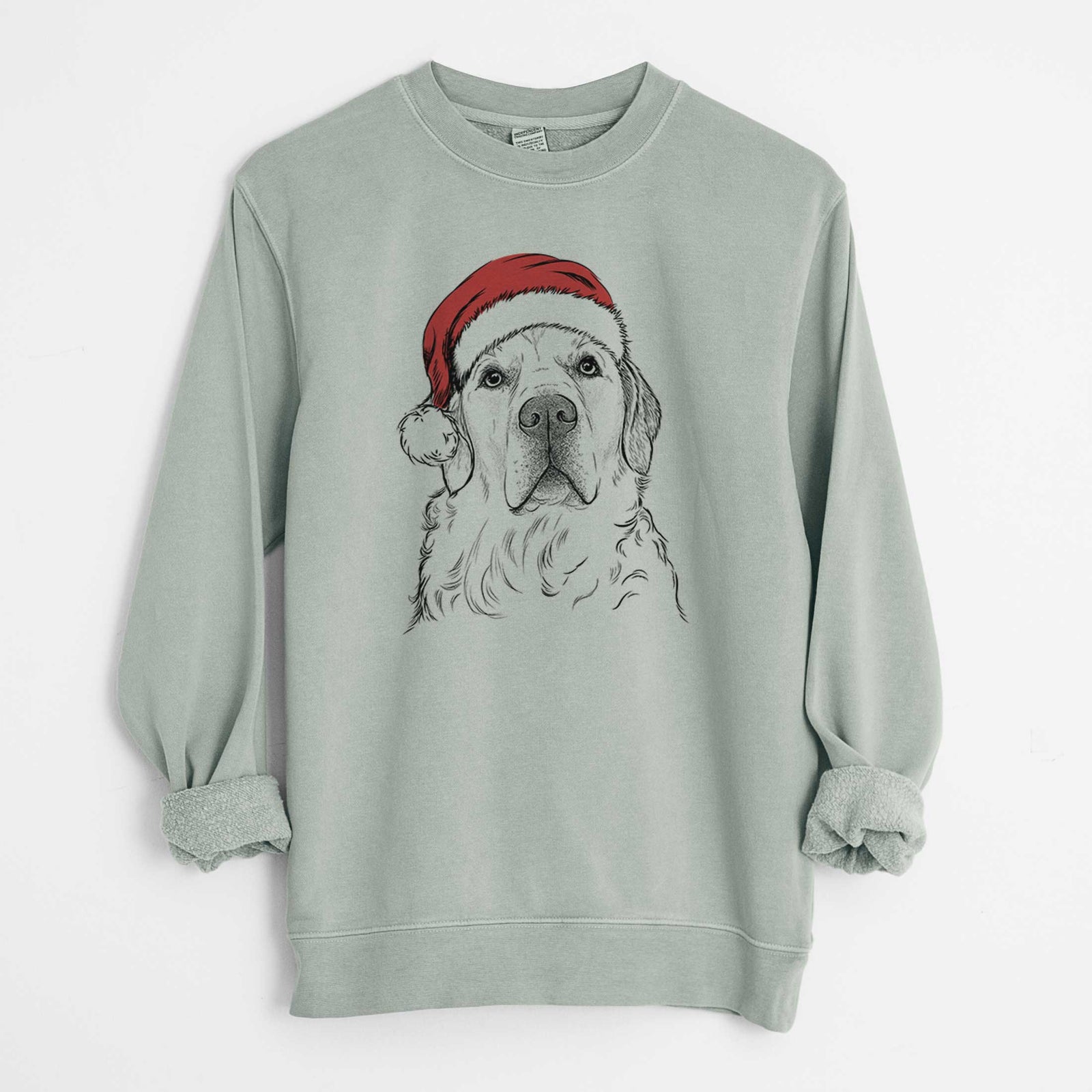 Santa Hank the Irish Cream Golden Retriever - Unisex Pigment Dyed Crew Sweatshirt