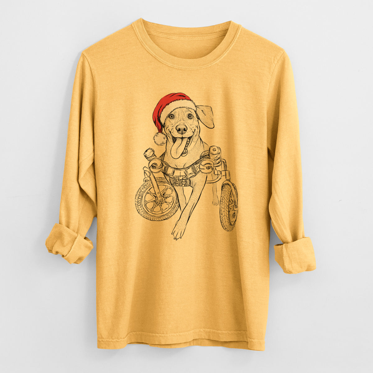 Santa Hannah the Pitbull Mix - Heavyweight 100% Cotton Long Sleeve