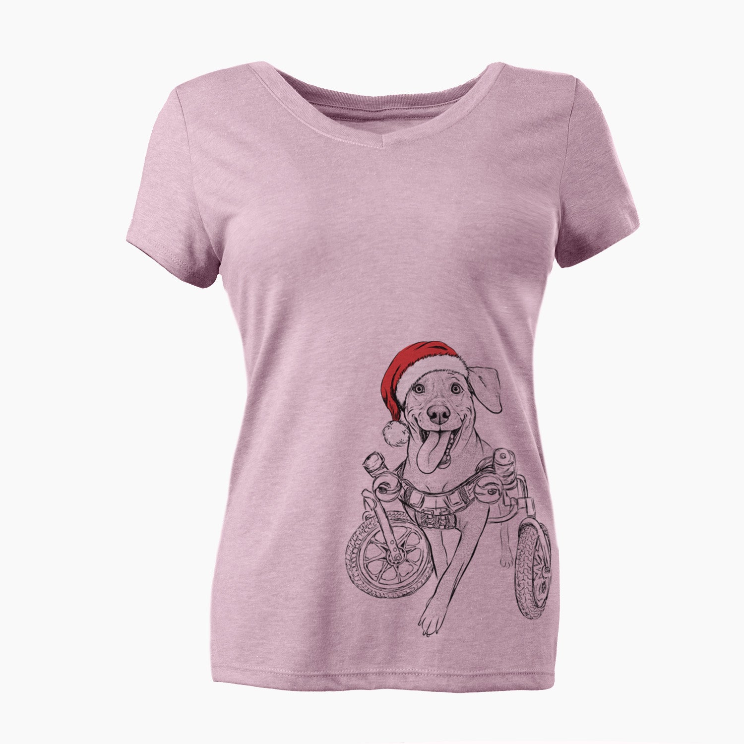 Santa Hannah the Pitbull Mix - Women's Perfect V-neck Shirt