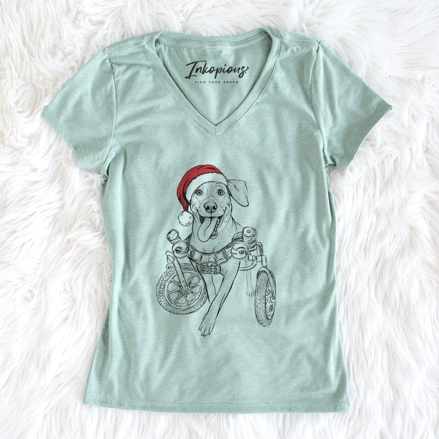 Santa Hannah the Pitbull Mix - Women's Perfect V-neck Shirt