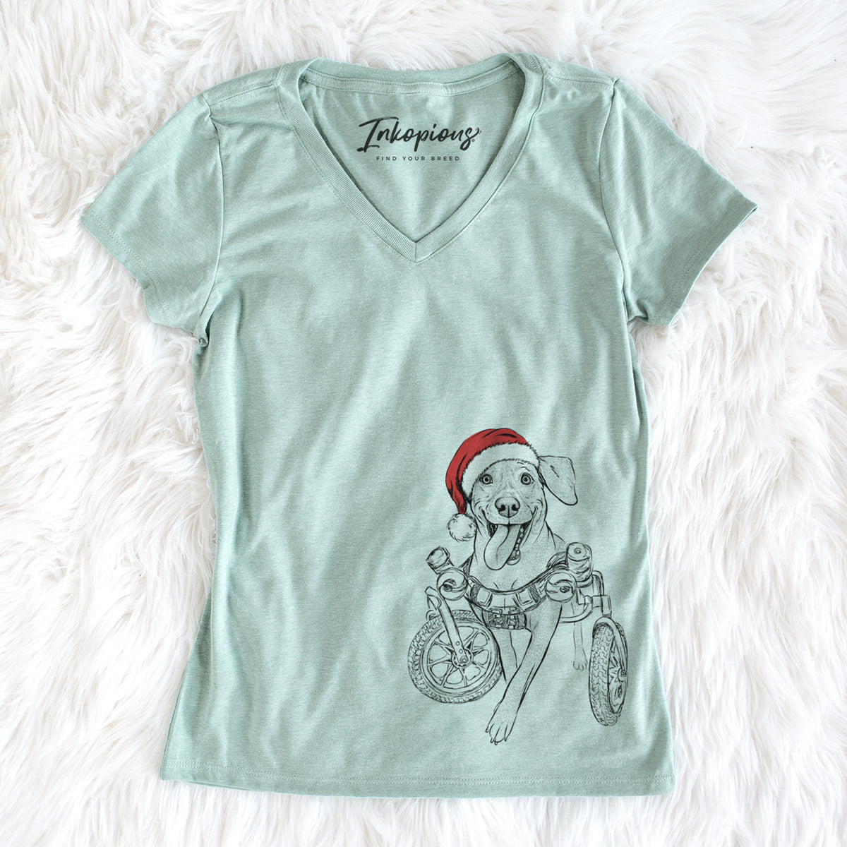 Santa Hannah the Pitbull Mix - Women&#39;s Perfect V-neck Shirt