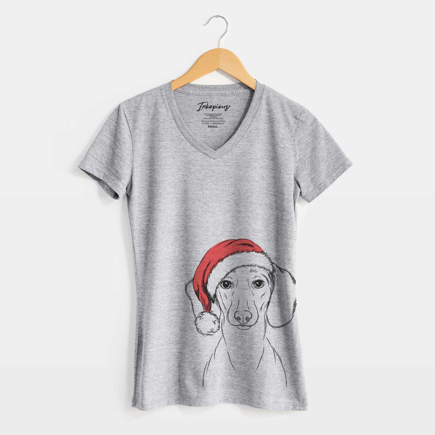 Santa Hans the Dachshund - Women's V-neck Shirt