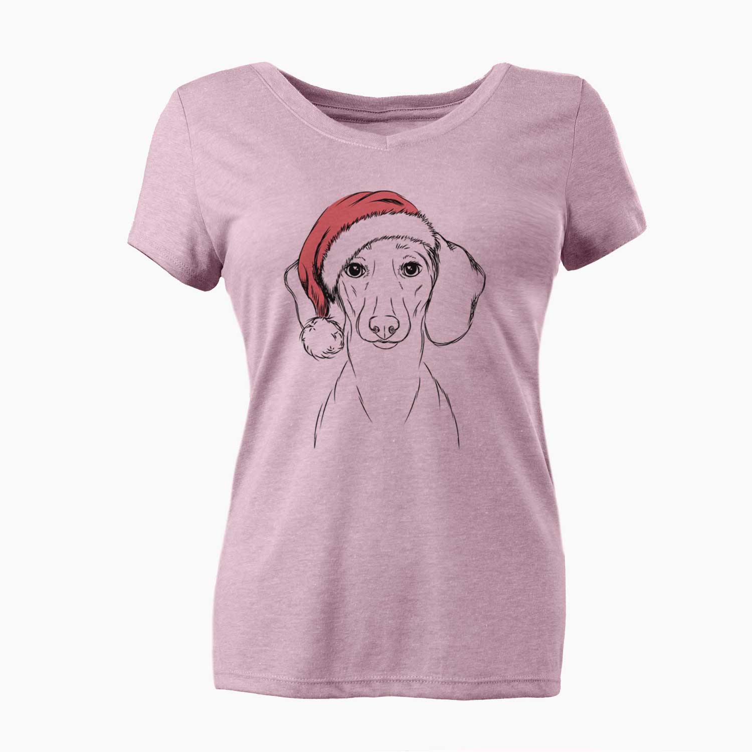 Santa Hans the Dachshund - Women's V-neck Shirt