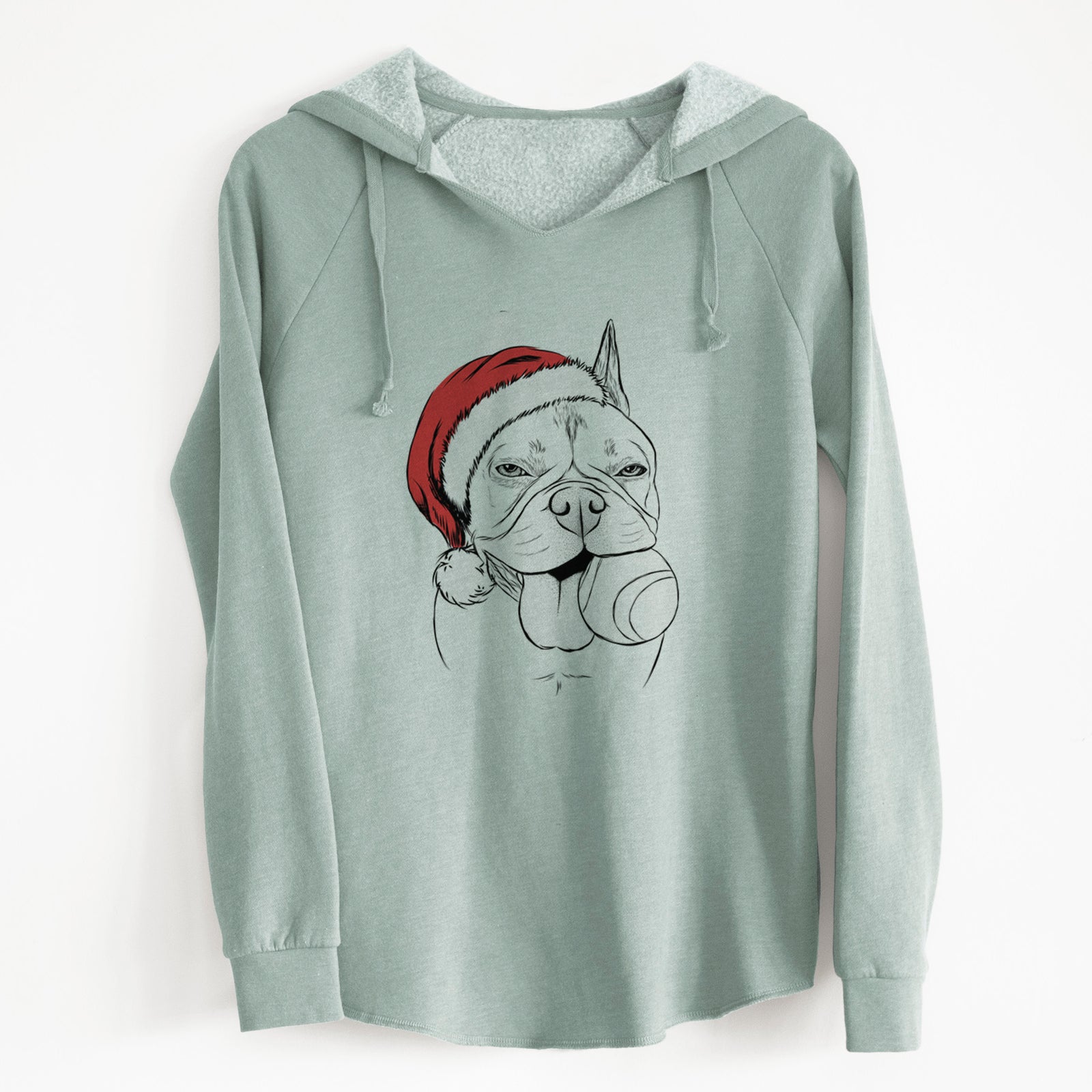 Santa Happy Franco the French Bulldog - Cali Wave Hooded Sweatshirt
