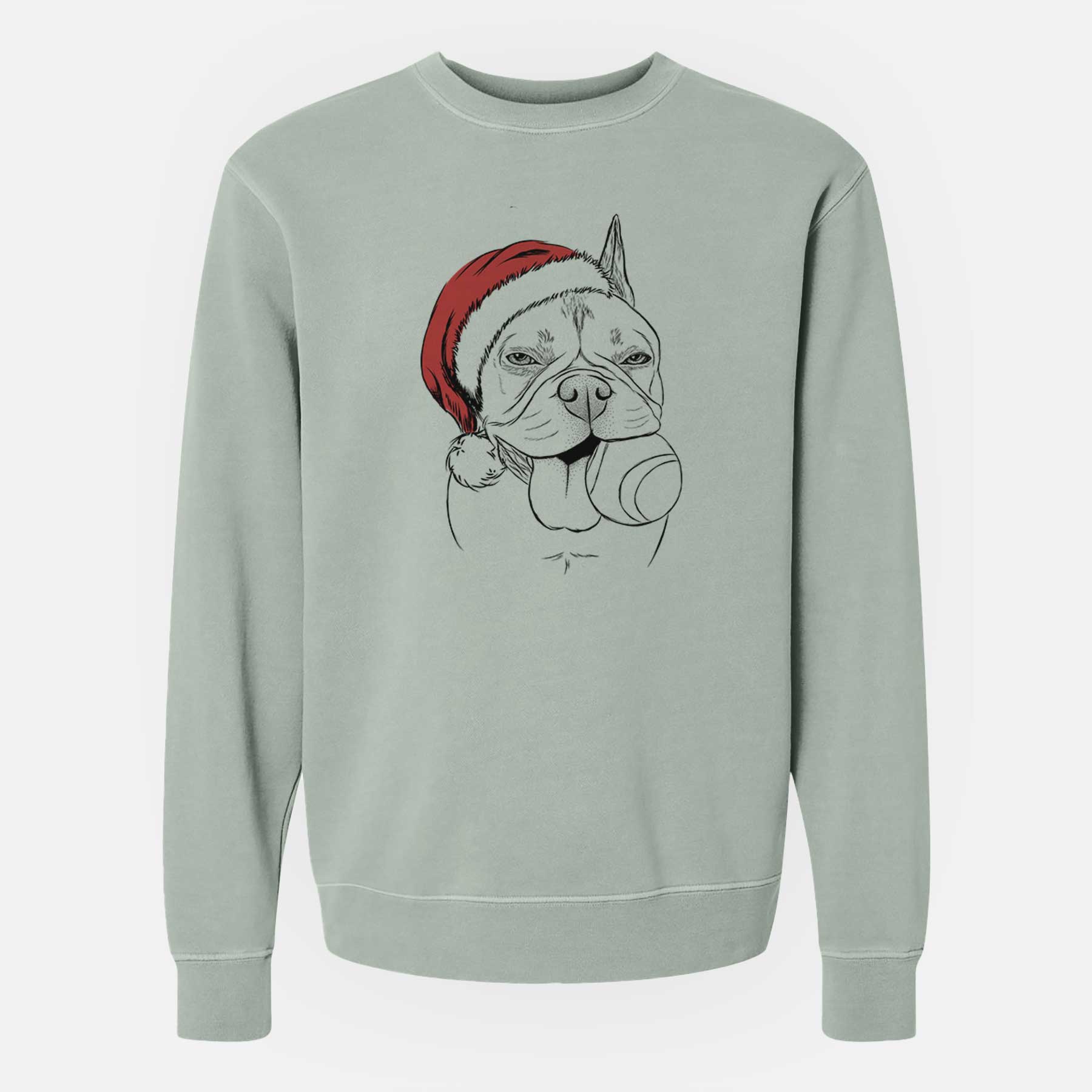 Santa Happy Franco the French Bulldog - Unisex Pigment Dyed Crew Sweatshirt