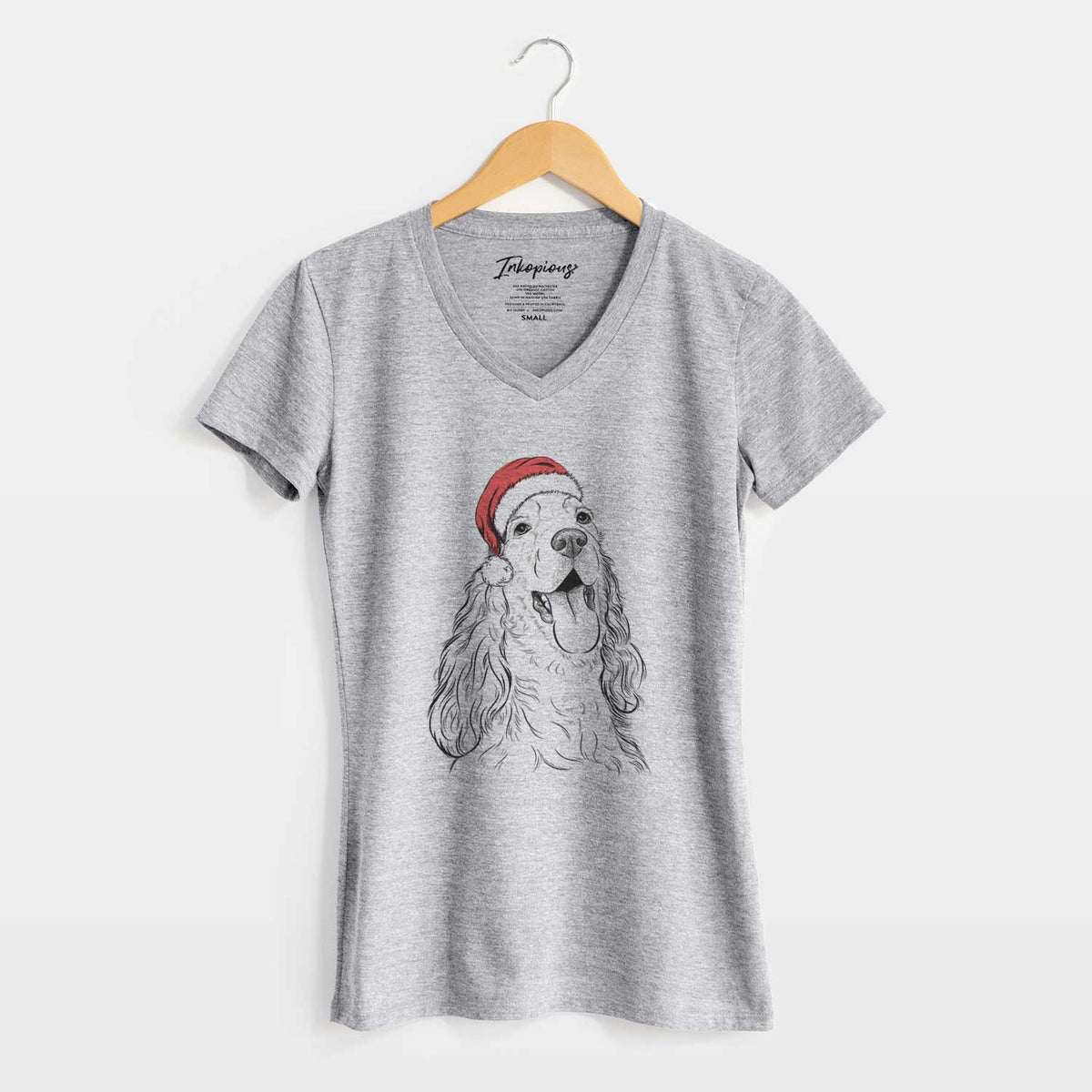 Santa Happy Henry the English Cocker Spaniel - Women's V-neck Shirt