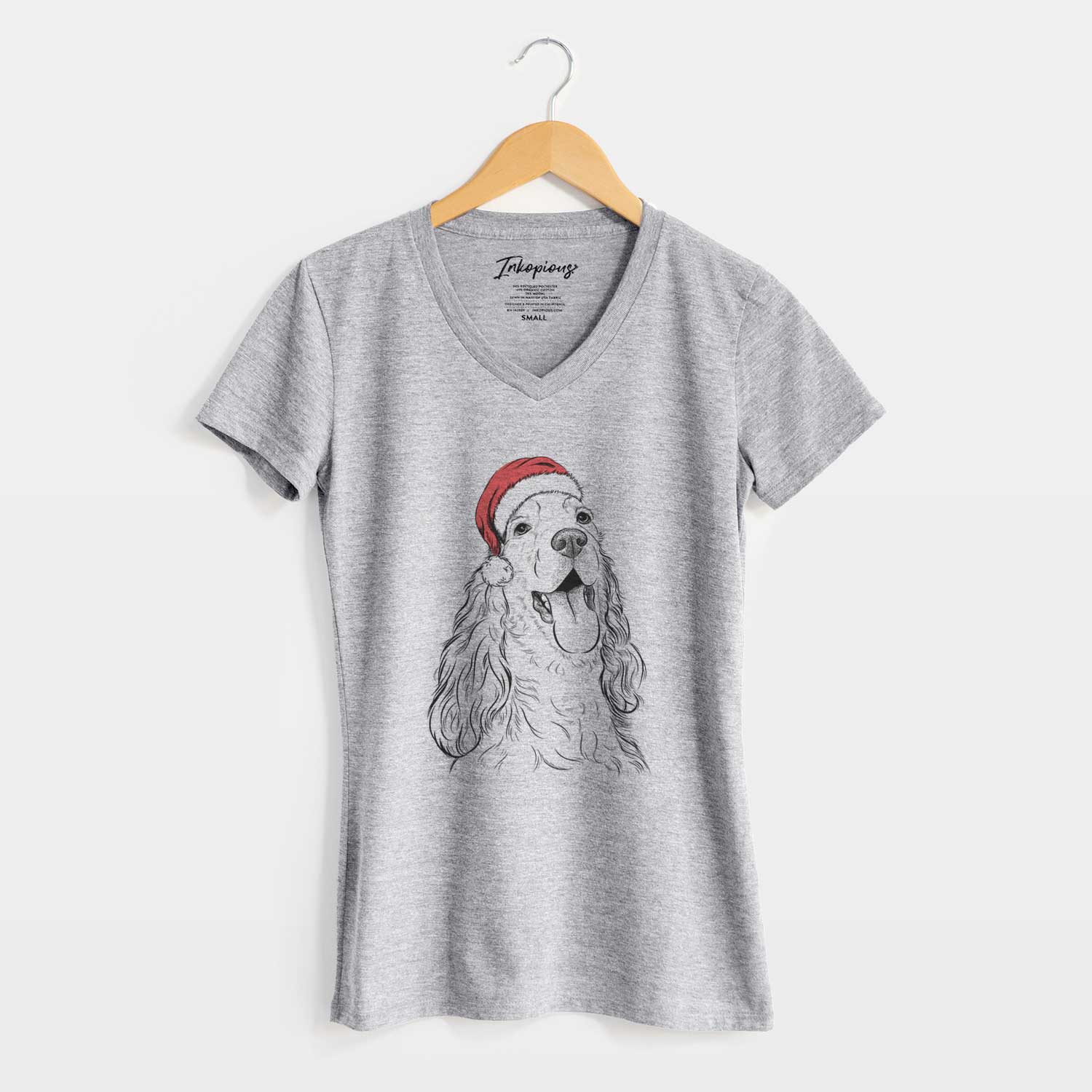 Santa Happy Henry the English Cocker Spaniel - Women's V-neck Shirt