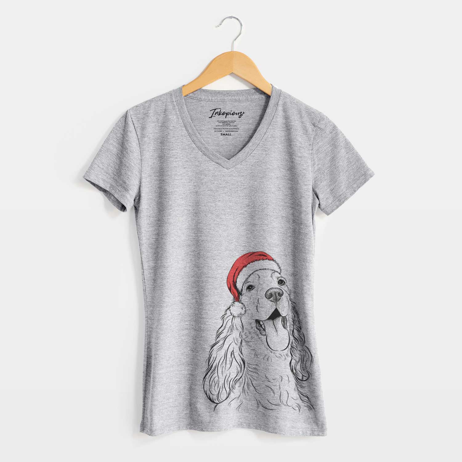 Santa Happy Henry the English Cocker Spaniel - Women's V-neck Shirt