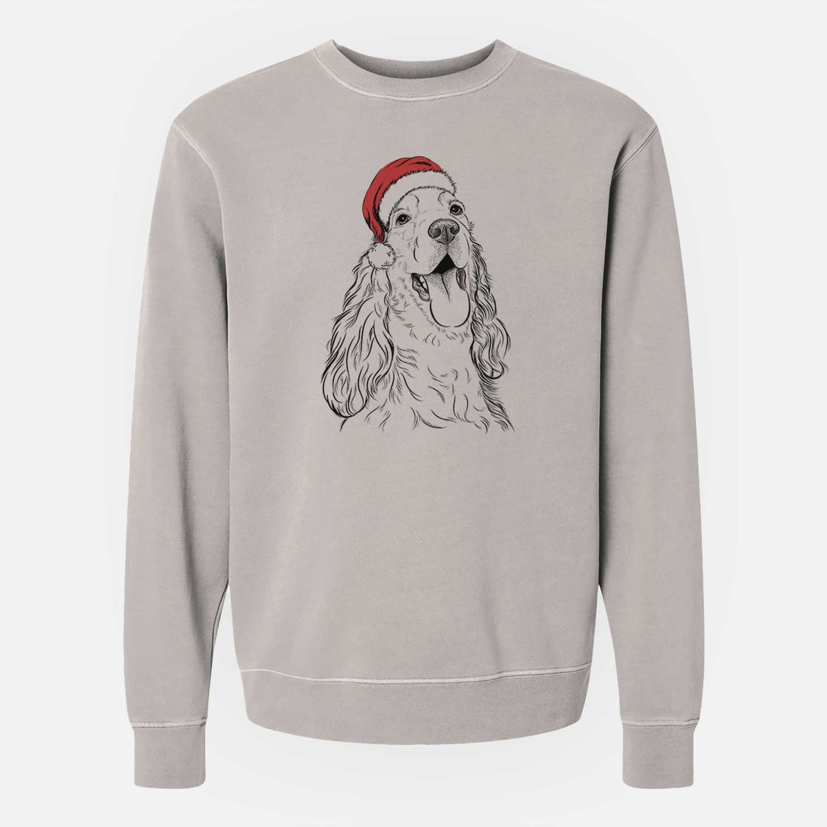 Santa Happy Henry the English Cocker Spaniel - Unisex Pigment Dyed Crew Sweatshirt