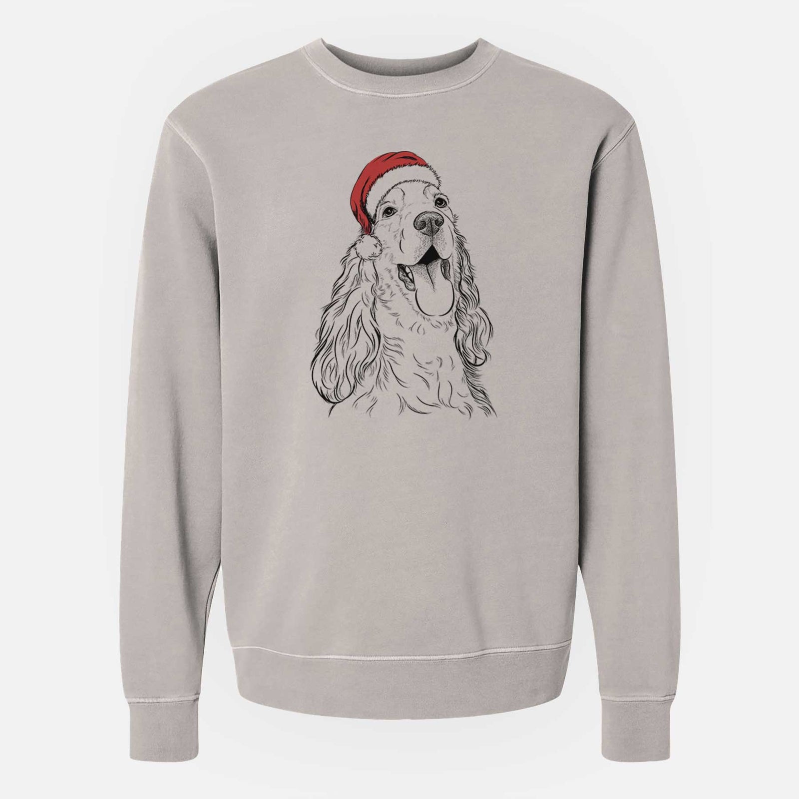 Santa Happy Henry the English Cocker Spaniel - Unisex Pigment Dyed Crew Sweatshirt