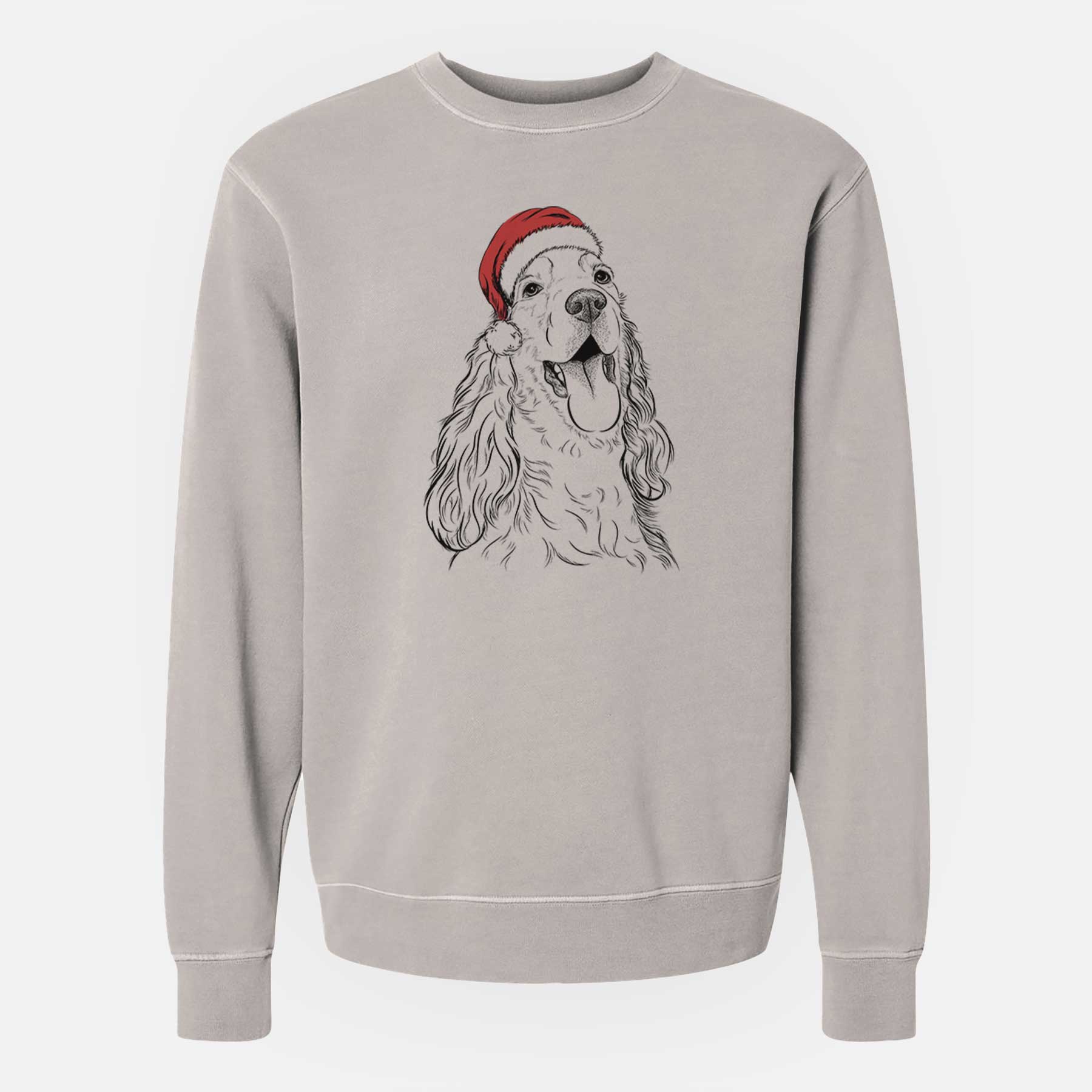 Santa Happy Henry the English Cocker Spaniel - Unisex Pigment Dyed Crew Sweatshirt