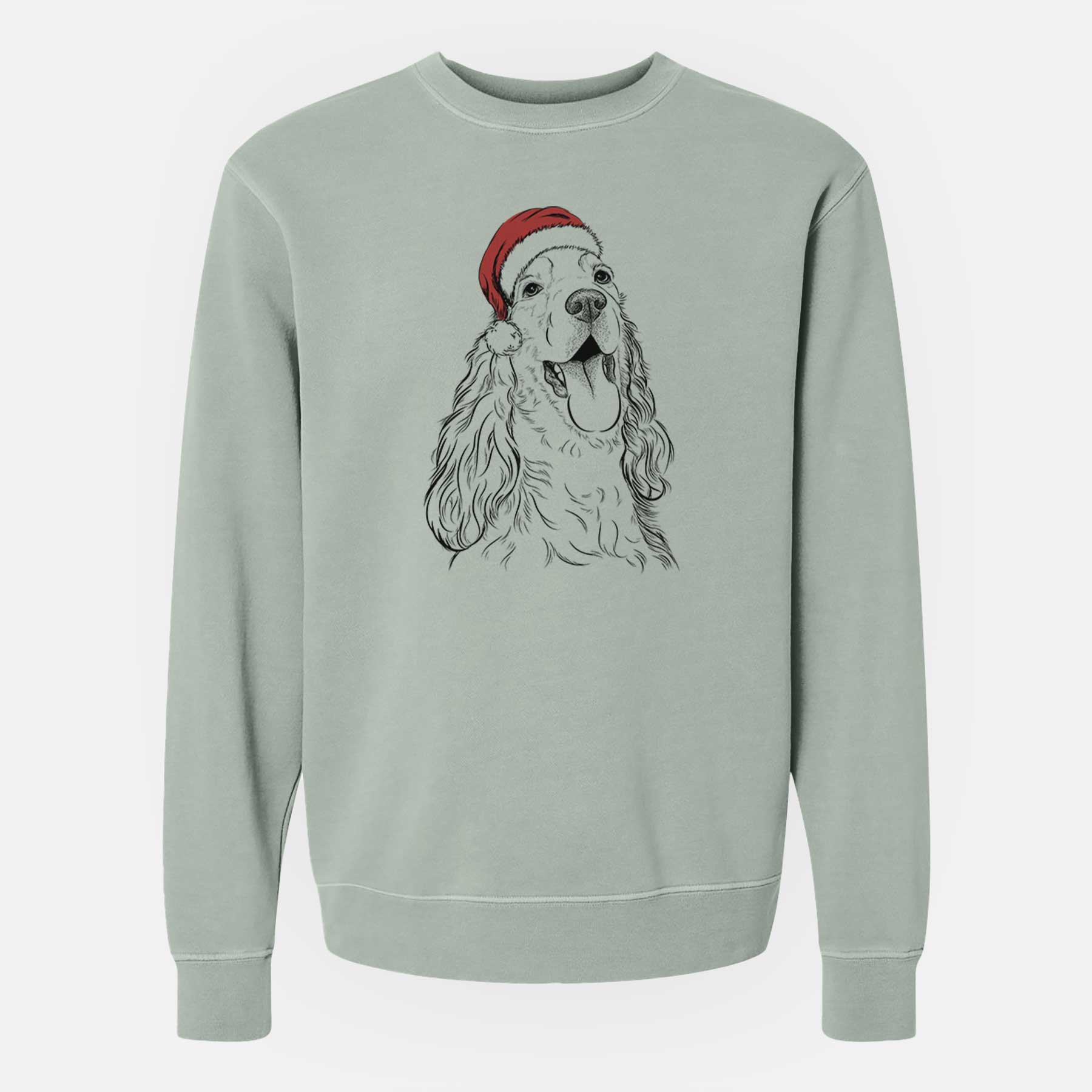 Santa Happy Henry the English Cocker Spaniel - Unisex Pigment Dyed Crew Sweatshirt