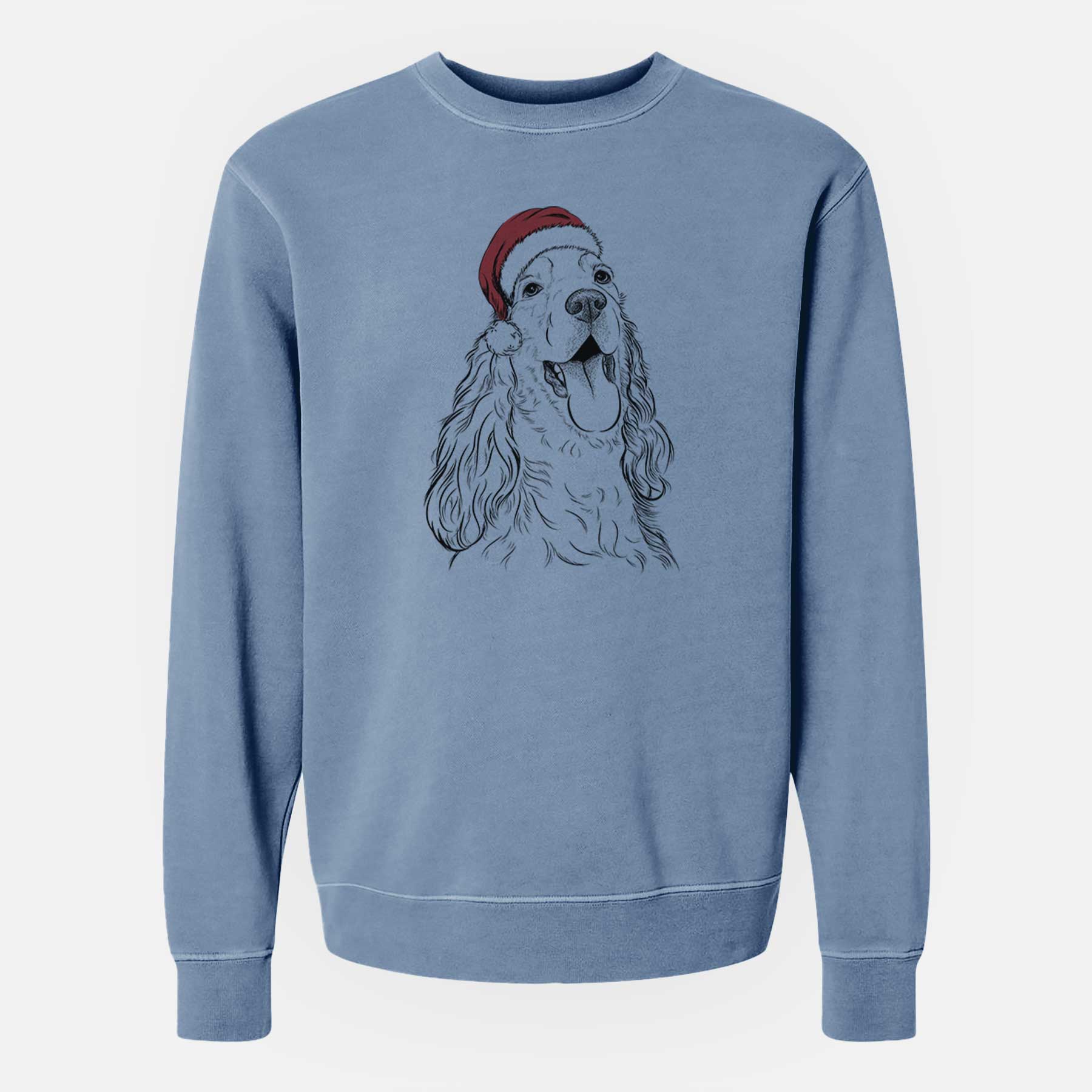 Santa Happy Henry the English Cocker Spaniel - Unisex Pigment Dyed Crew Sweatshirt