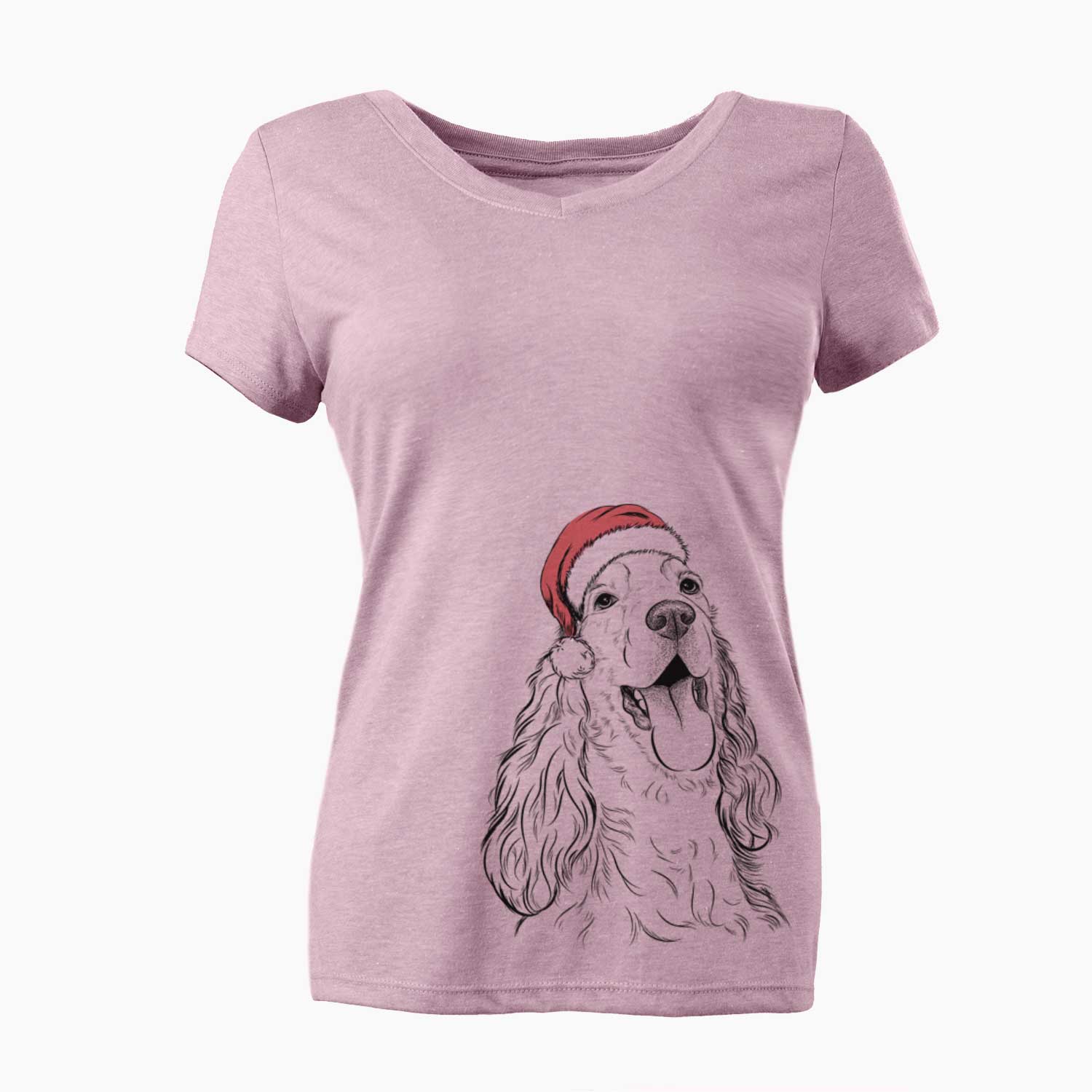 Santa Happy Henry the English Cocker Spaniel - Women's V-neck Shirt