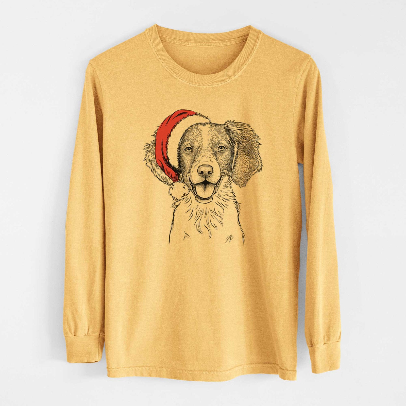 Santa Happy Holly the Brittany Spaniel - Heavyweight 100% Cotton Long Sleeve