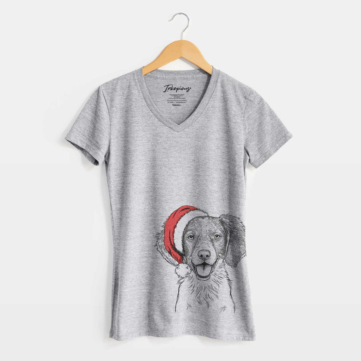 Santa Happy Holly the Brittany Spaniel - Women's V-neck Shirt