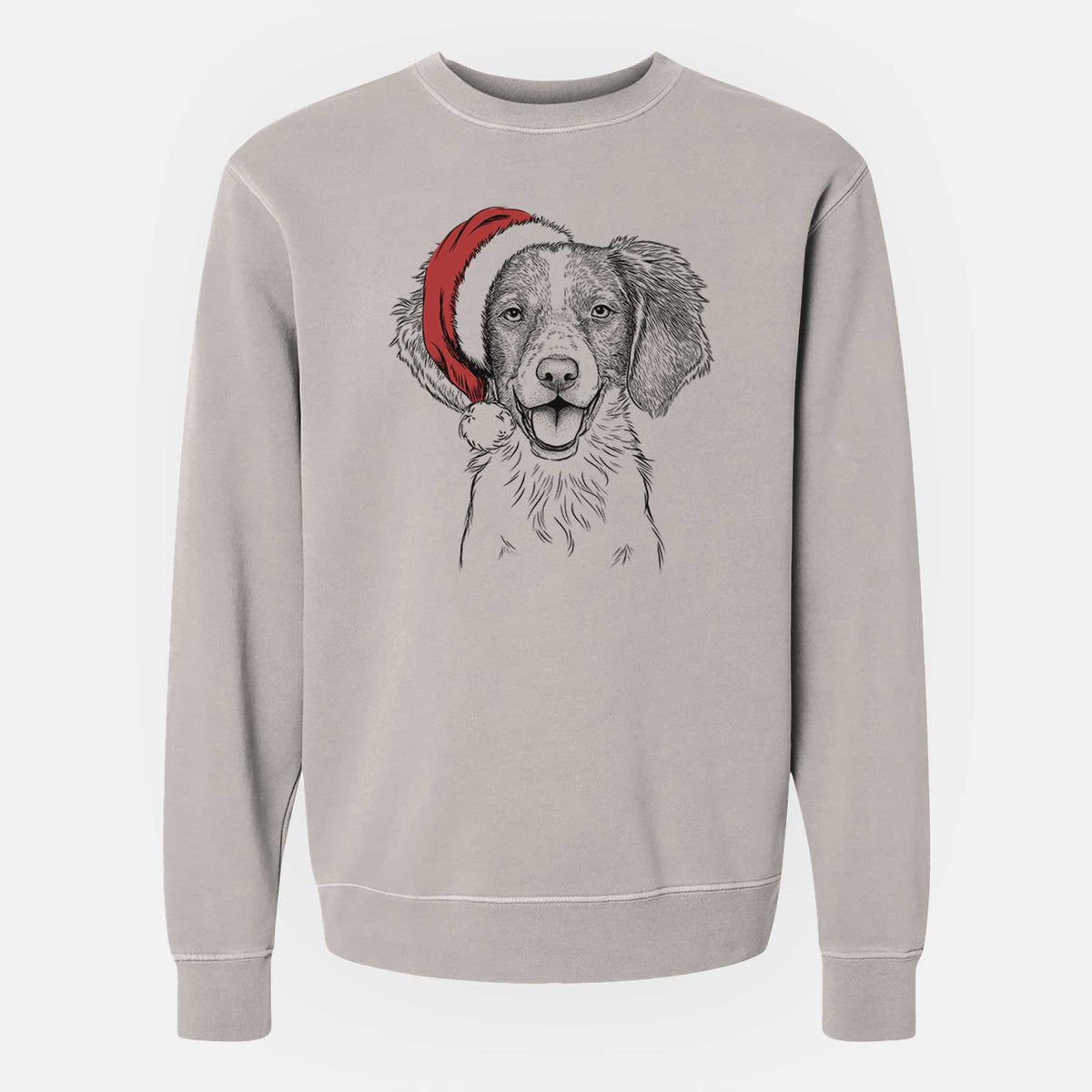 Santa Happy Holly the Brittany Spaniel - Unisex Pigment Dyed Crew Sweatshirt