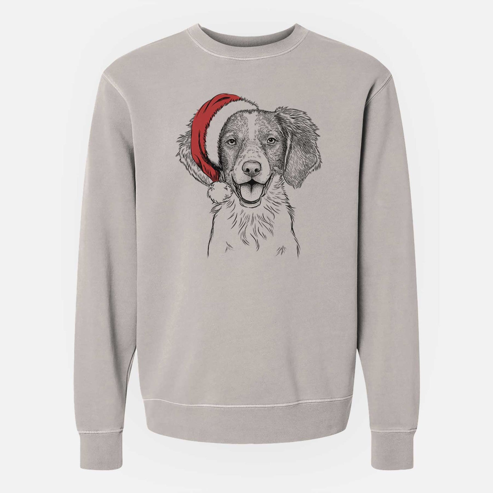 Santa Happy Holly the Brittany Spaniel - Unisex Pigment Dyed Crew Sweatshirt