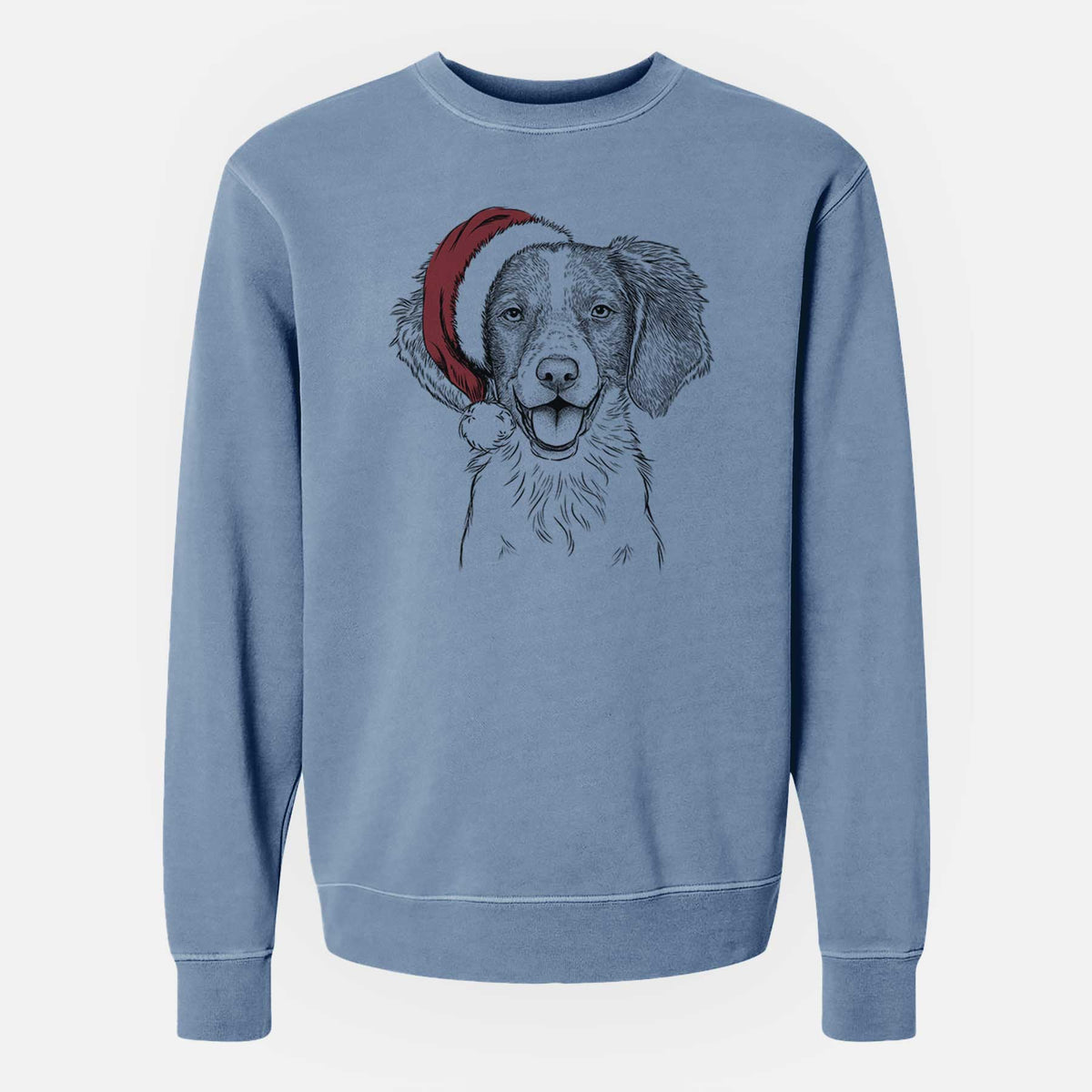 Santa Happy Holly the Brittany Spaniel - Unisex Pigment Dyed Crew Sweatshirt