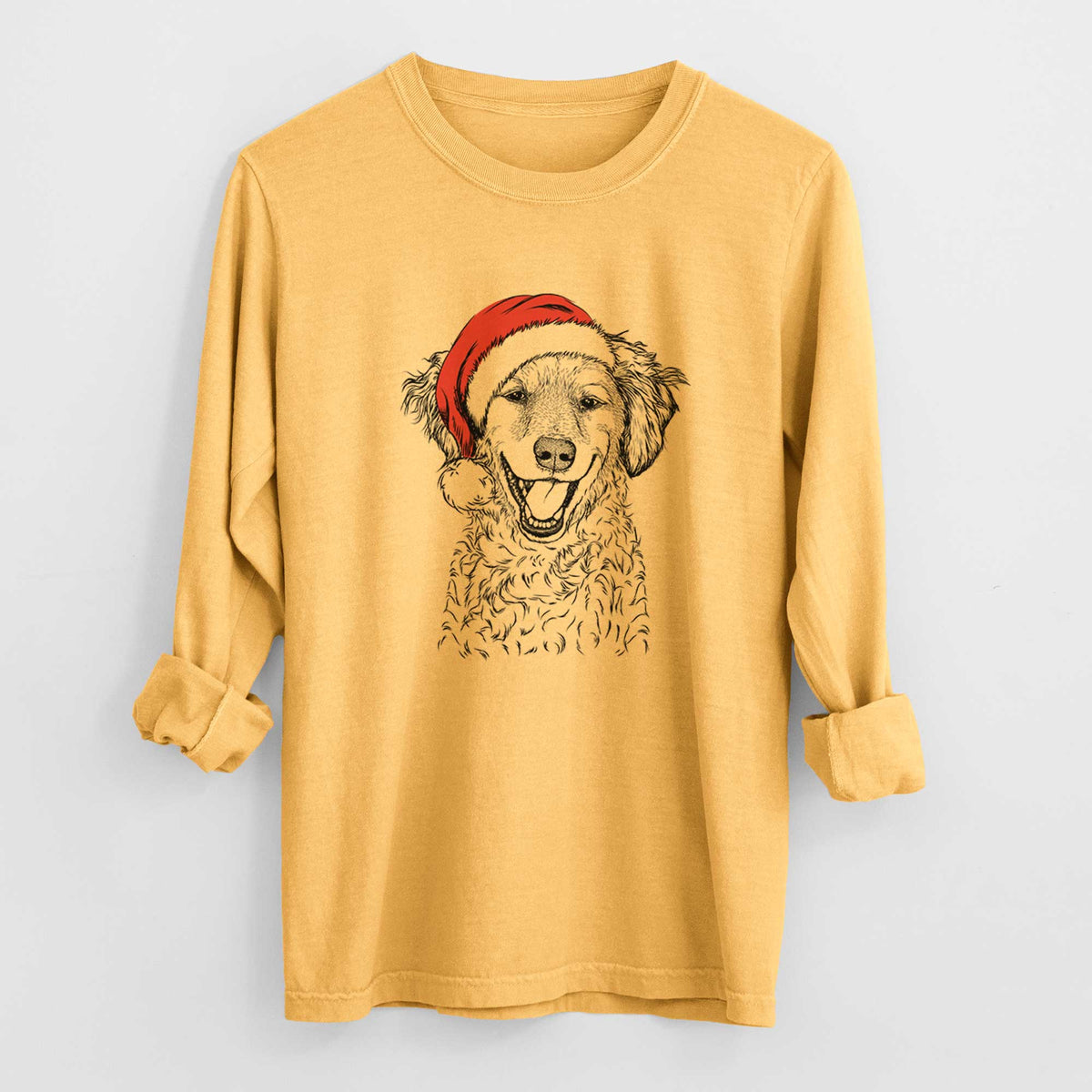 Santa Happy Otis the Miniature Goldendoodle - Heavyweight 100% Cotton Long Sleeve