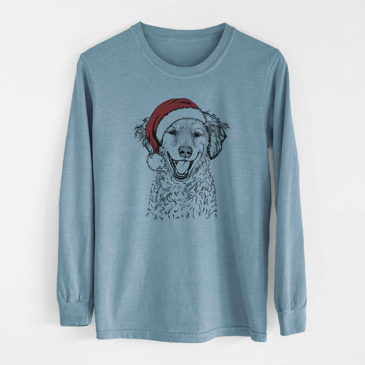 Santa Happy Otis the Miniature Goldendoodle - Heavyweight 100% Cotton Long Sleeve