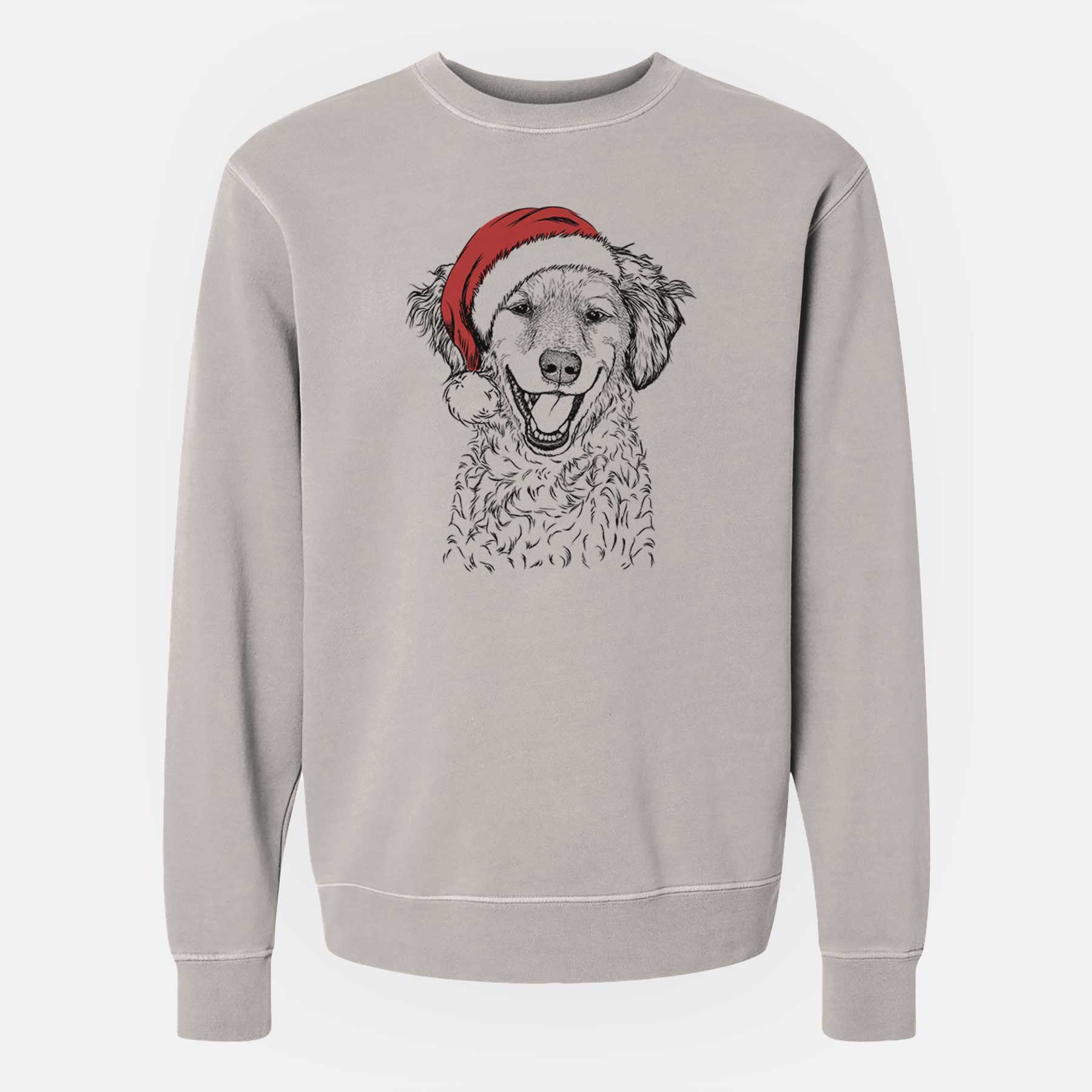 Santa Happy Otis the Miniature Goldendoodle - Unisex Pigment Dyed Crew Sweatshirt