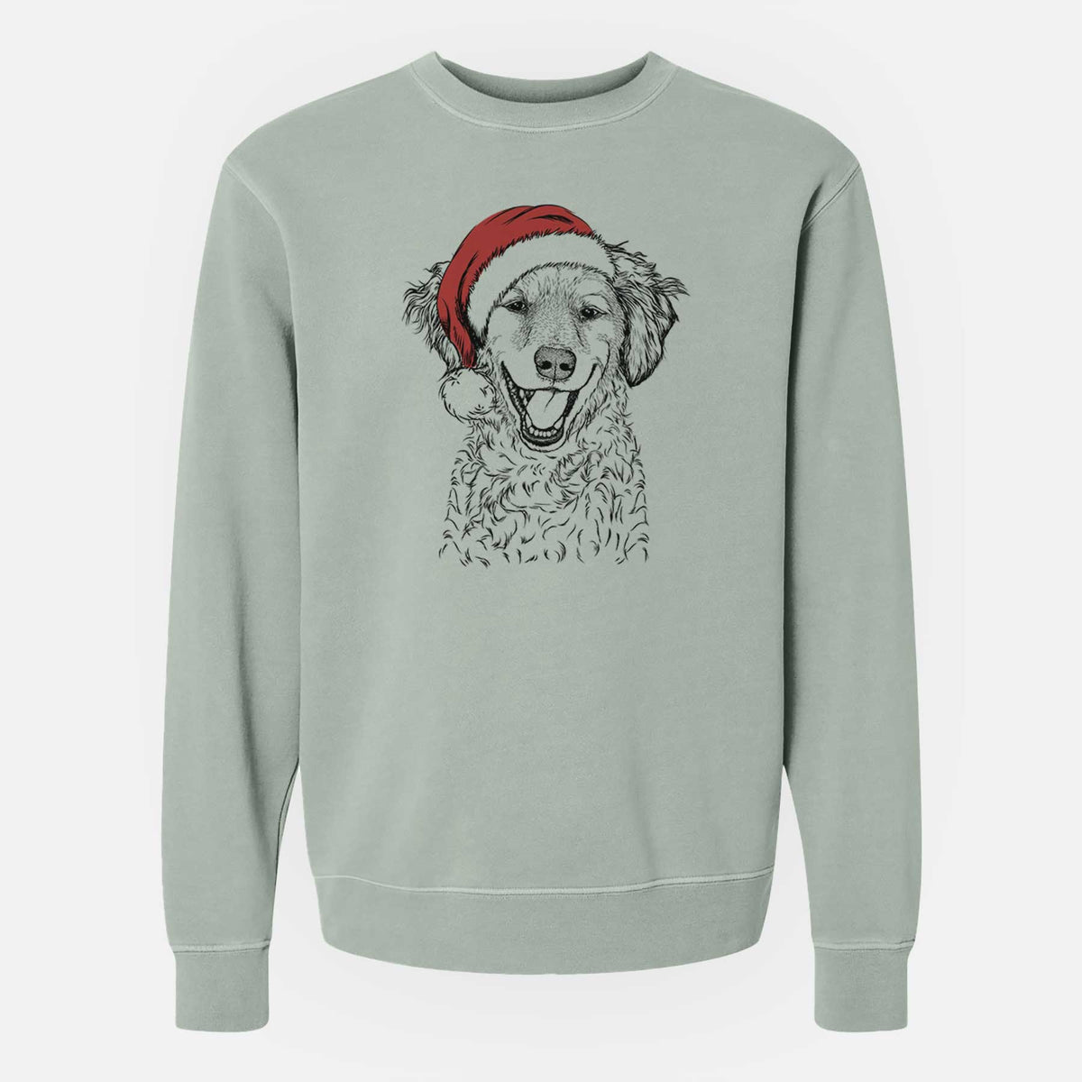 Santa Happy Otis the Miniature Goldendoodle - Unisex Pigment Dyed Crew Sweatshirt