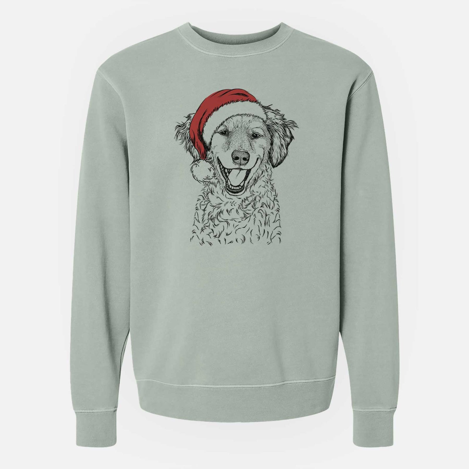 Santa Happy Otis the Miniature Goldendoodle - Unisex Pigment Dyed Crew Sweatshirt