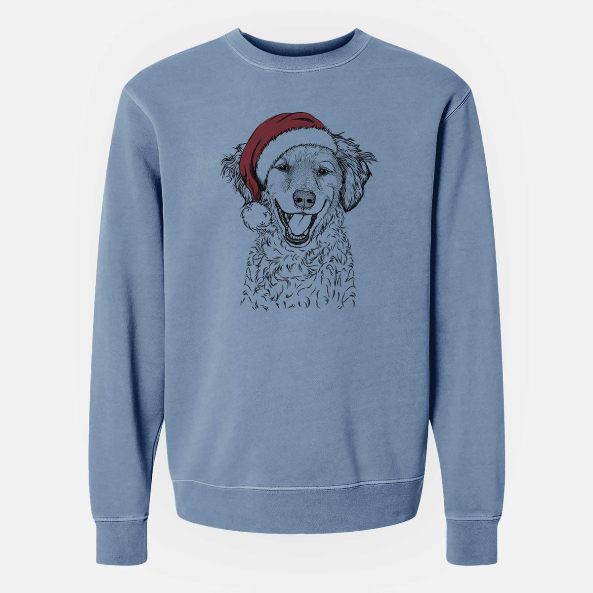 Santa Happy Otis the Miniature Goldendoodle - Unisex Pigment Dyed Crew Sweatshirt