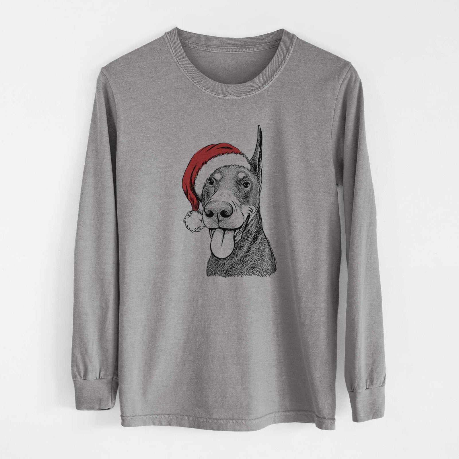 Santa Happy Sunny the Doberman Pinscher - Heavyweight 100% Cotton Long Sleeve