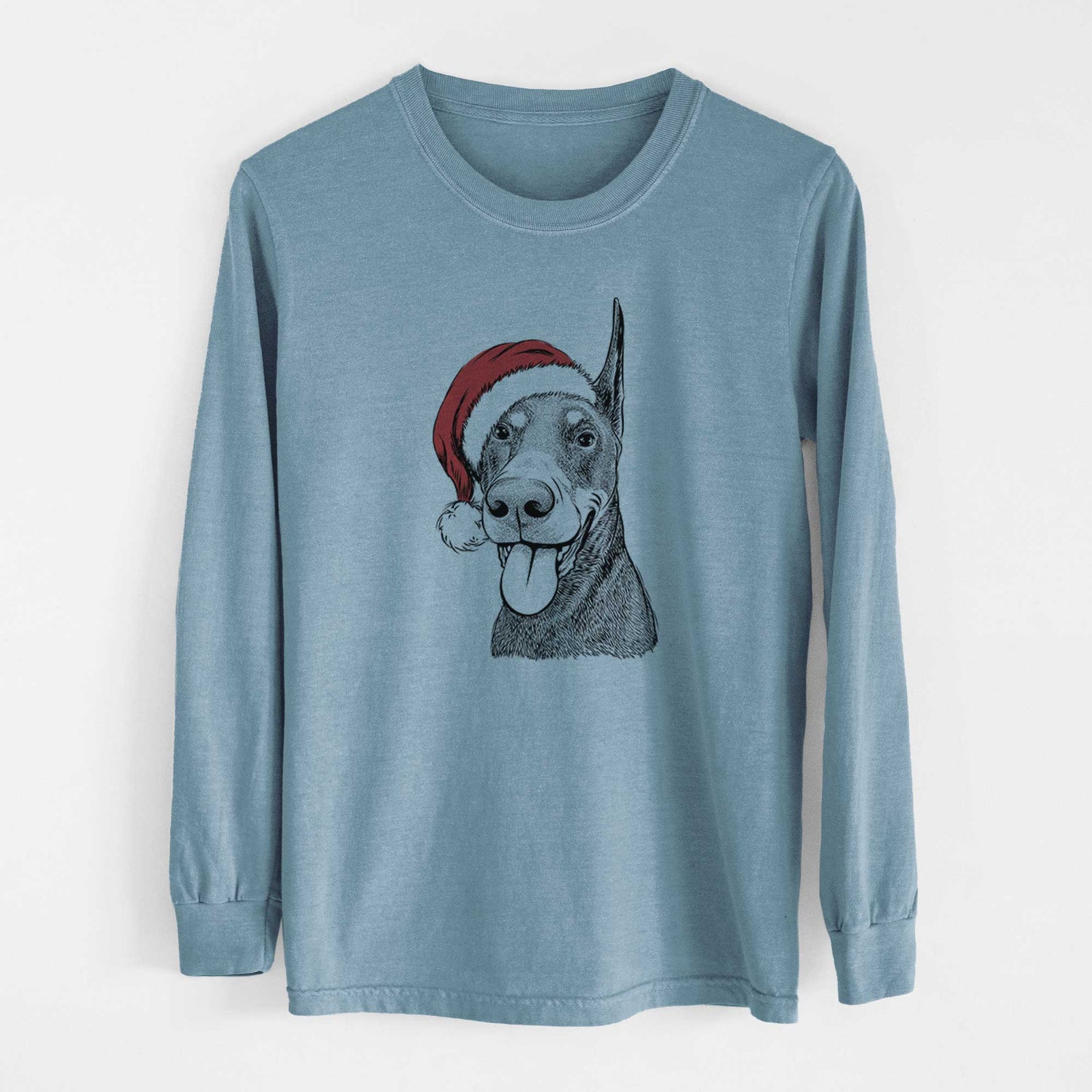 Santa Happy Sunny the Doberman Pinscher - Heavyweight 100% Cotton Long Sleeve