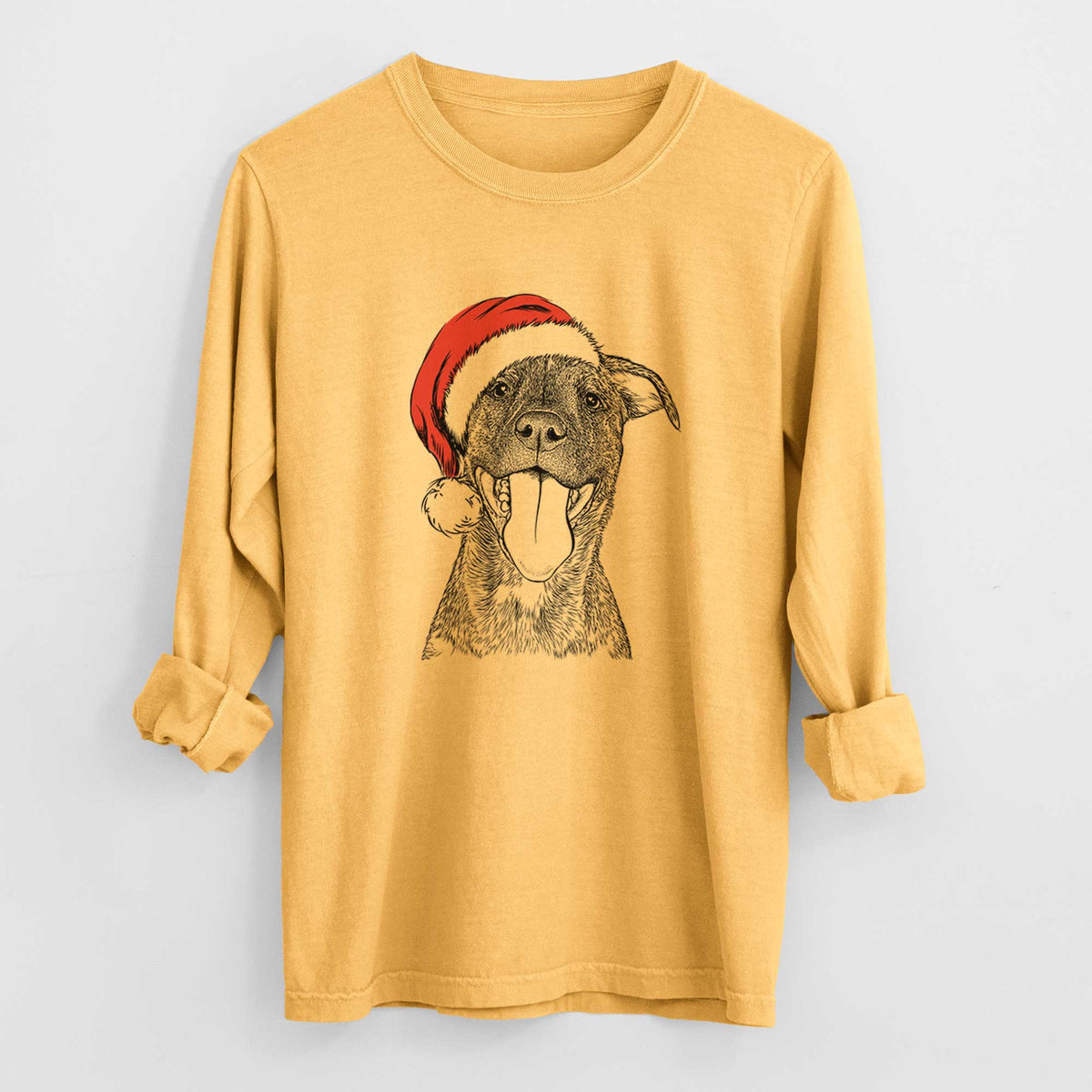 Santa Harley the Pitbull Mix - Heavyweight 100% Cotton Long Sleeve