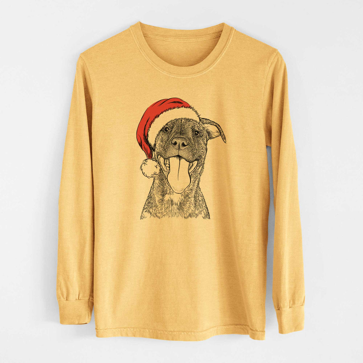 Santa Harley the Pitbull Mix - Heavyweight 100% Cotton Long Sleeve