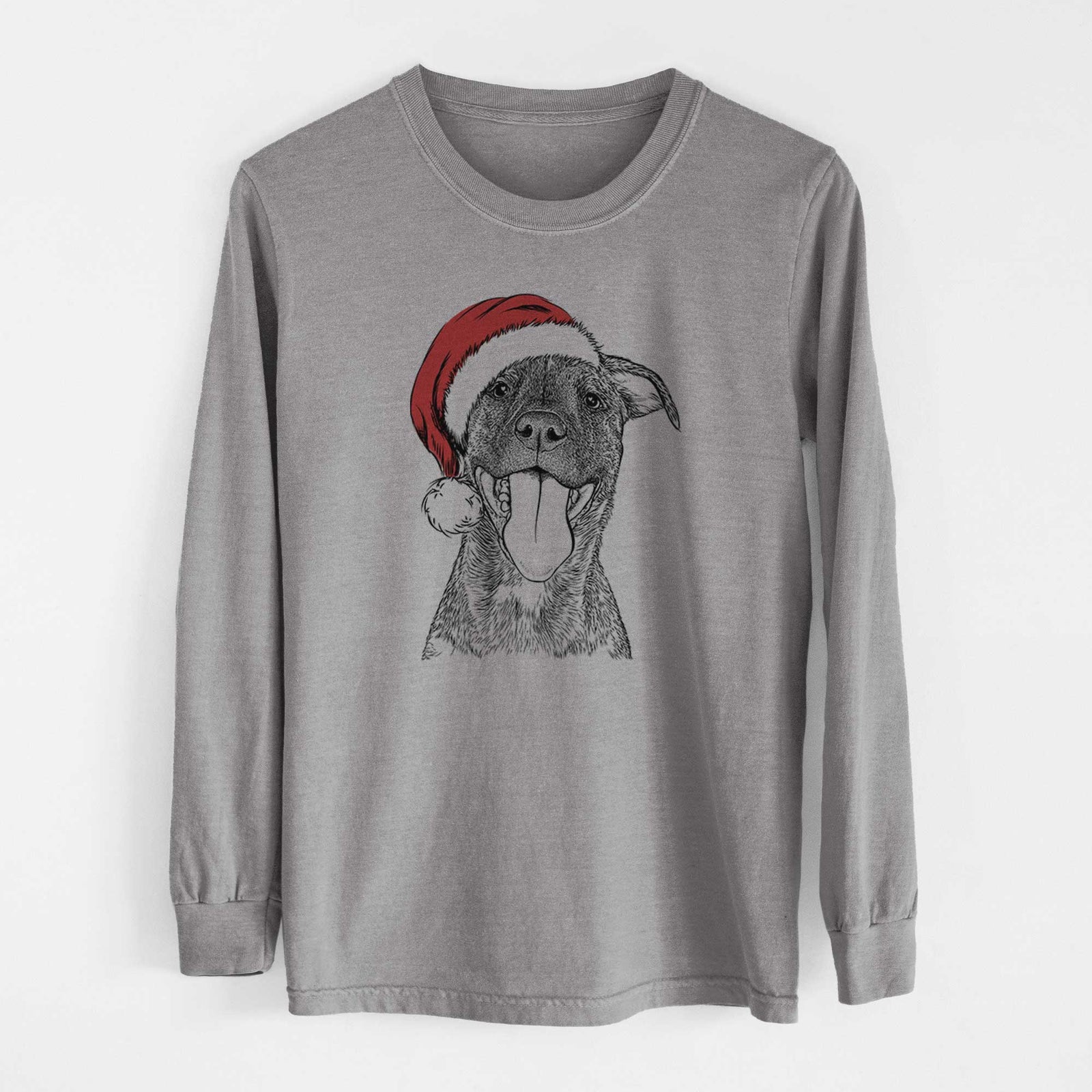 Santa Harley the Pitbull Mix - Heavyweight 100% Cotton Long Sleeve