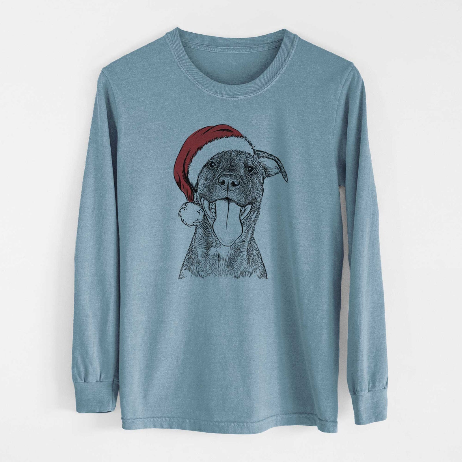 Santa Harley the Pitbull Mix - Heavyweight 100% Cotton Long Sleeve