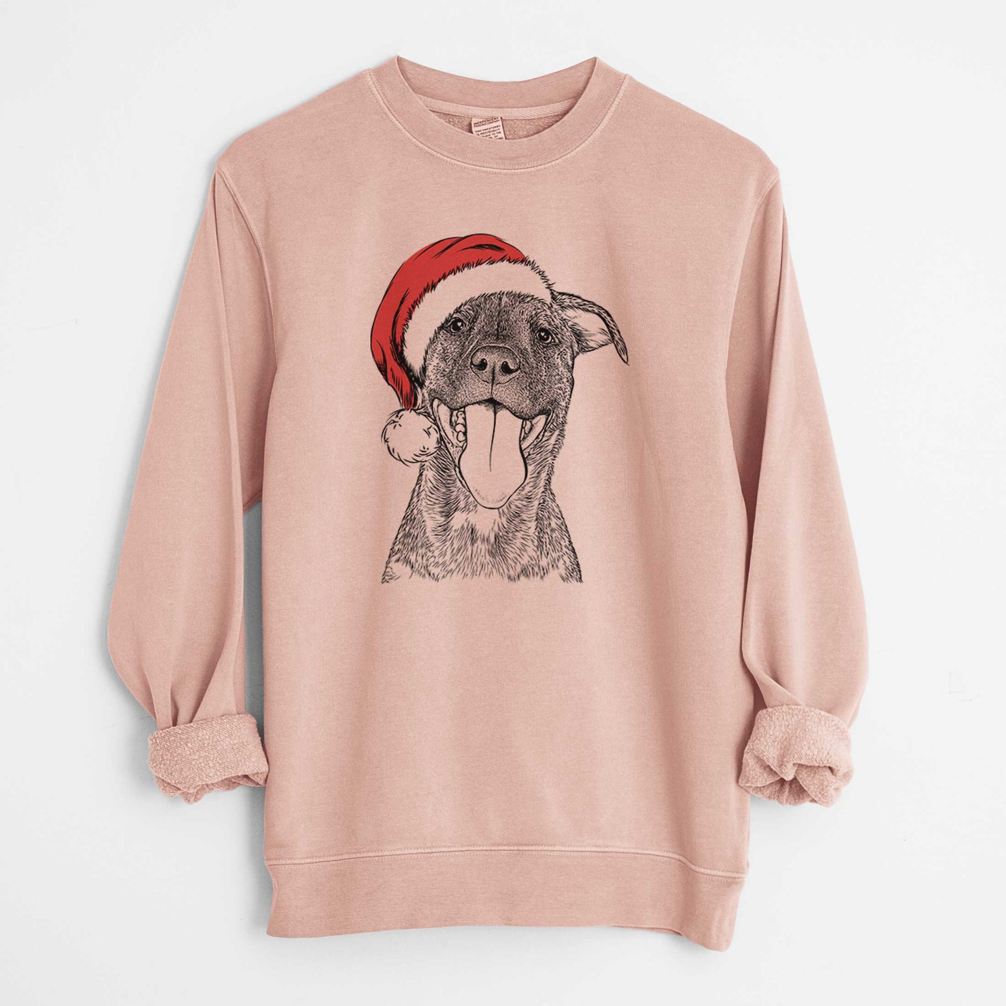 Santa Harley the Pitbull Mix - Unisex Pigment Dyed Crew Sweatshirt