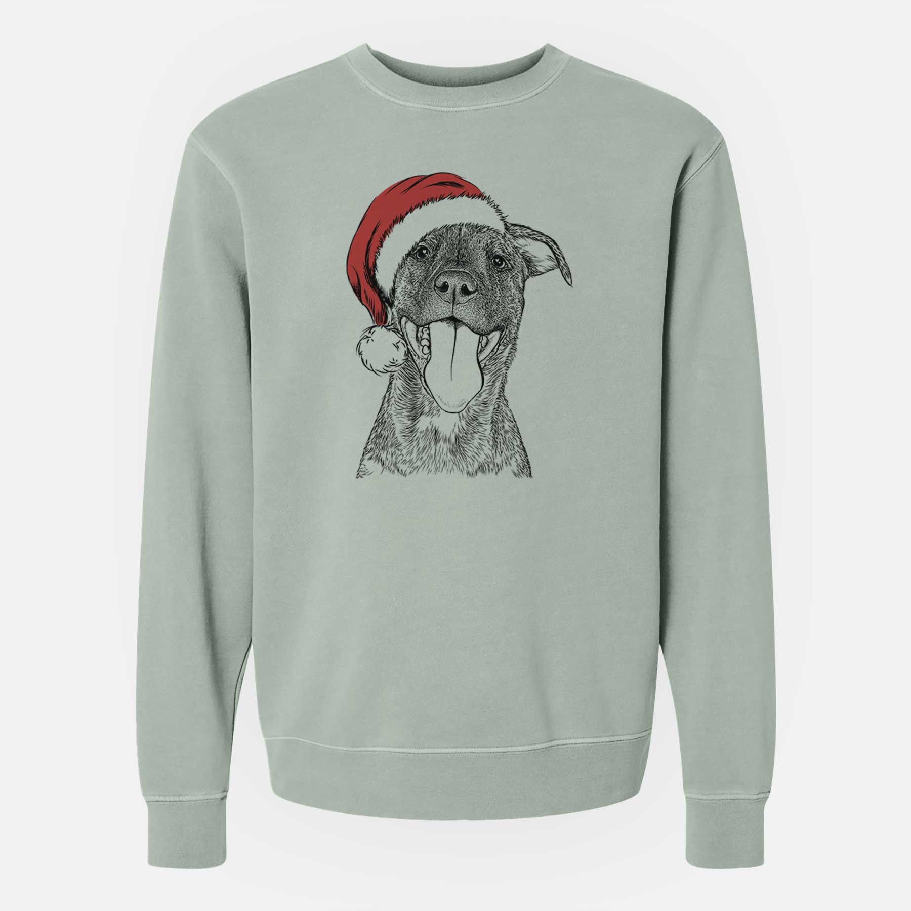 Santa Harley the Pitbull Mix - Unisex Pigment Dyed Crew Sweatshirt