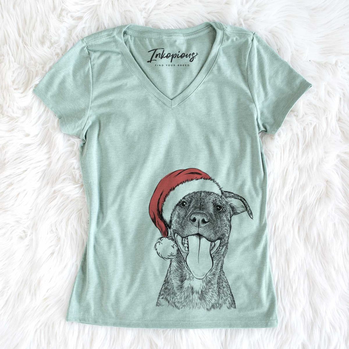 Santa Harley the Pitbull Mix - Women&#39;s V-neck Shirt